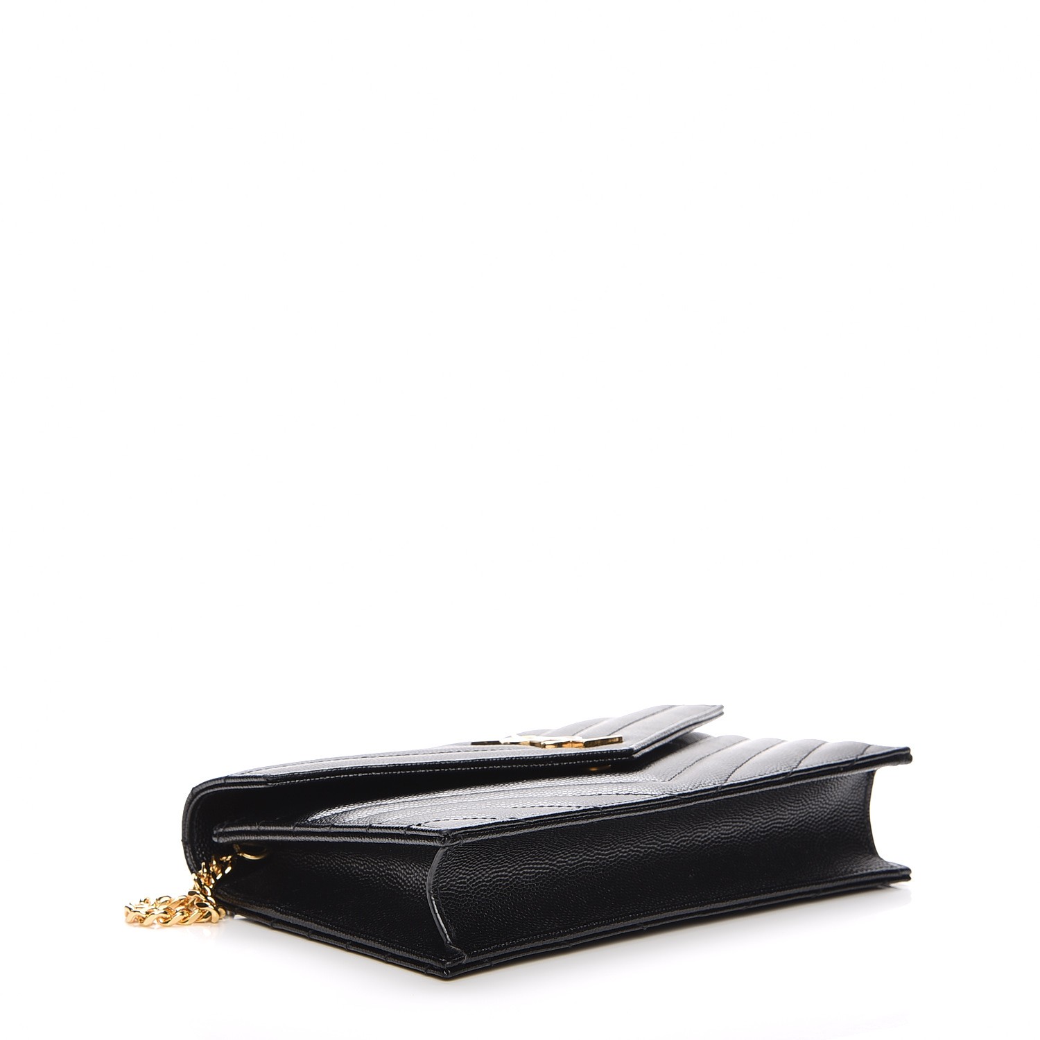 grain de poudre matelasse chevron monogram chain wallet black