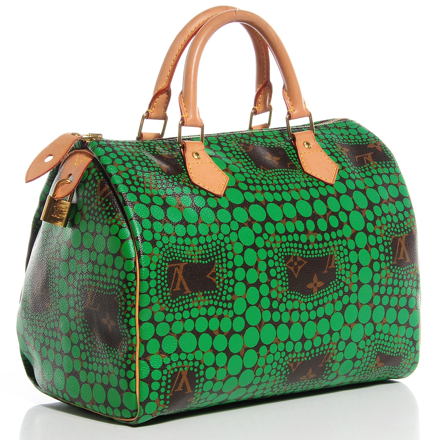 LOUIS VUITTON Monogram Kusama Town Speedy 30 Green 92132