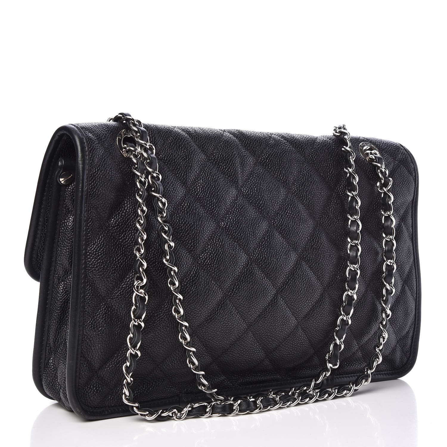 CHANEL Caviar Quilted Large French Riviera Flap Black 300879