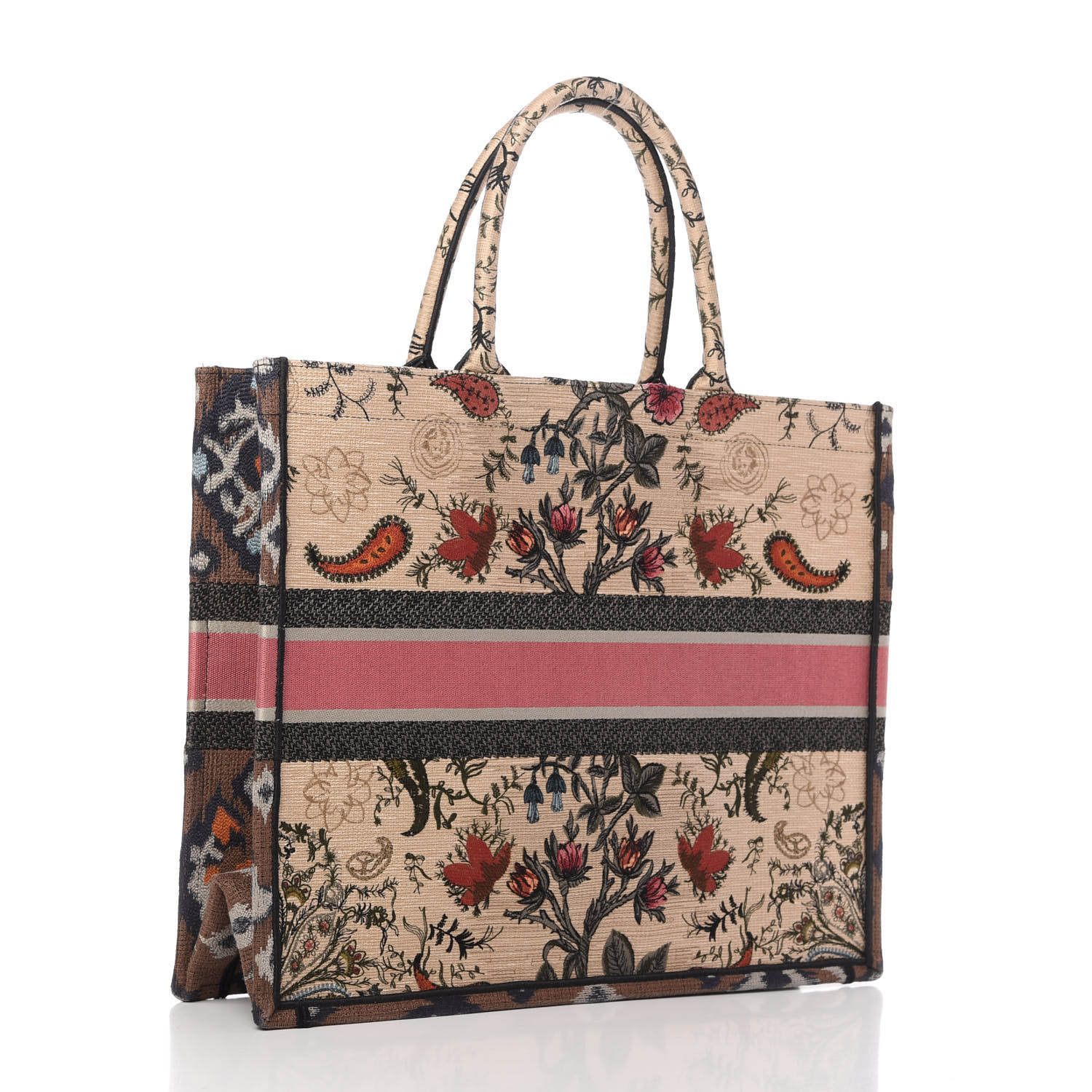 CHRISTIAN DIOR Canvas Embroidered Broderie Dior Flowers Book Tote ...