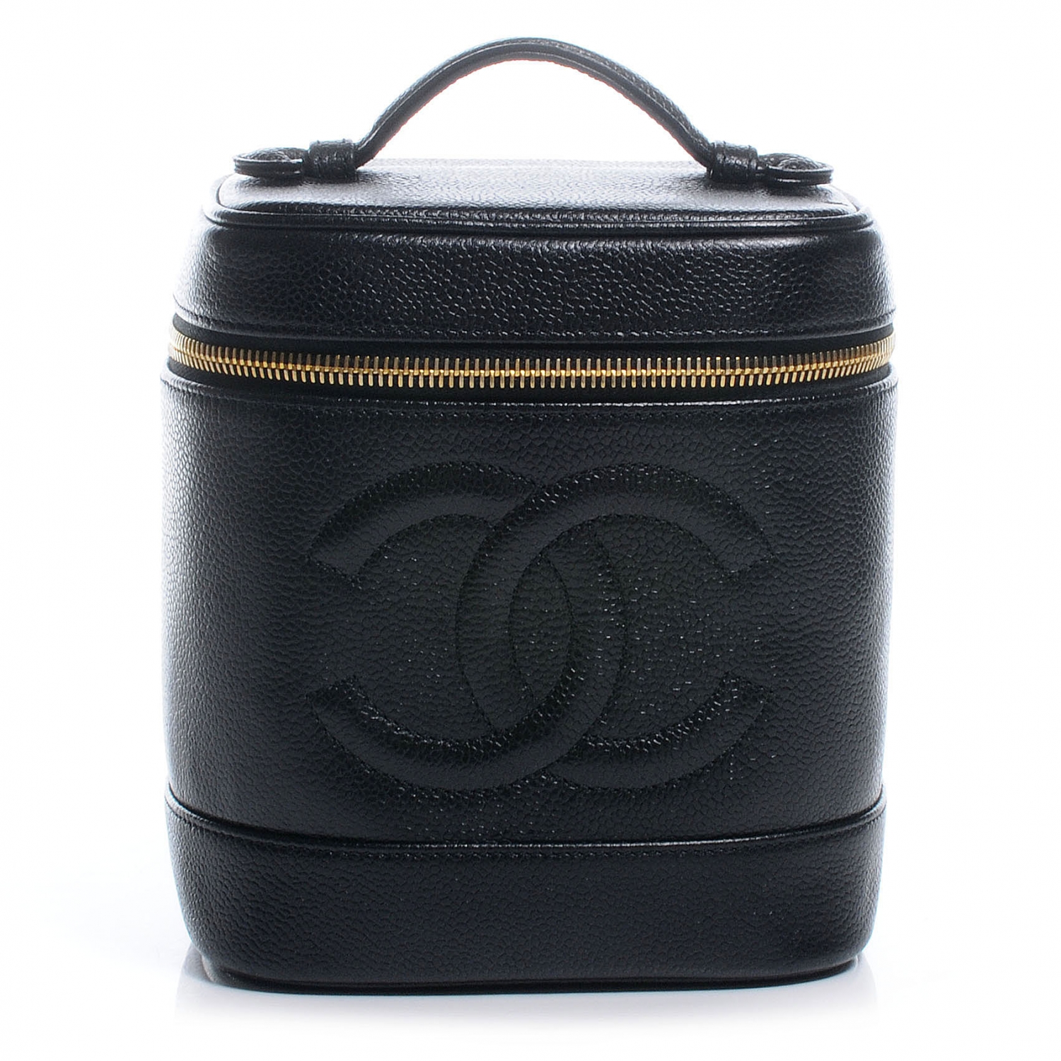 CHANEL Caviar Cosmetic Vanity Bag Black 46928