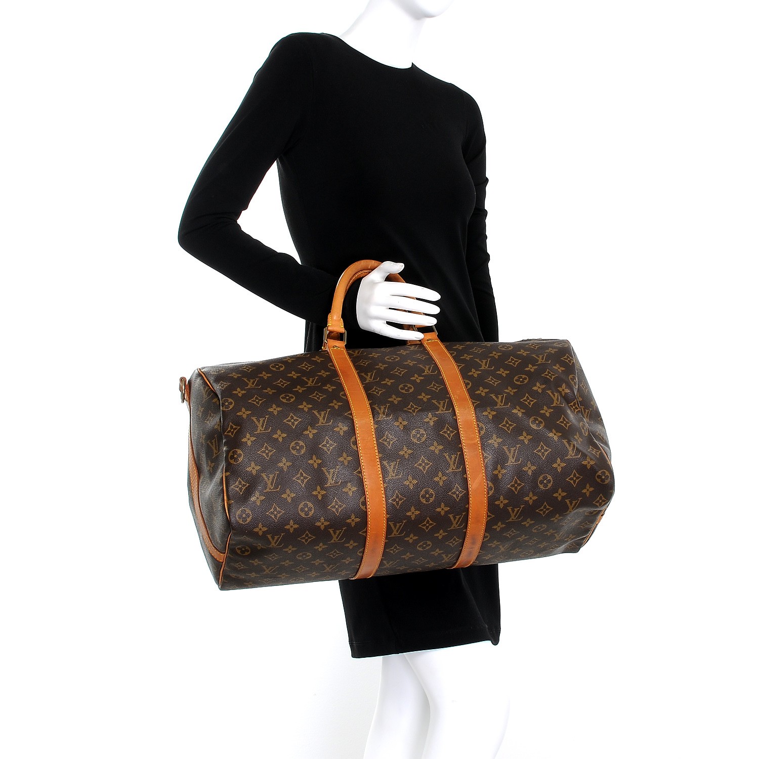 LOUIS VUITTON Monogram Tapestry Keepall Bandouliere 50 Bleu | FASHIONPHILE