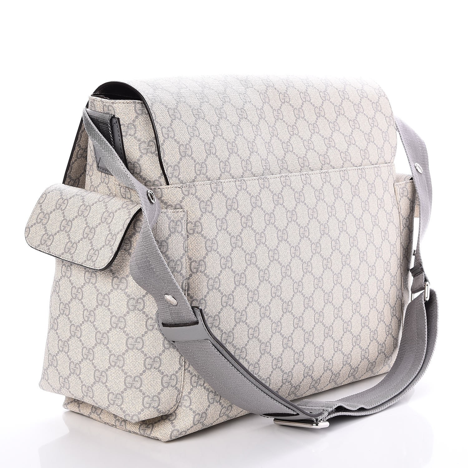 GUCCI GG Plus Monogram Messenger Diaper Bag Grey 244240