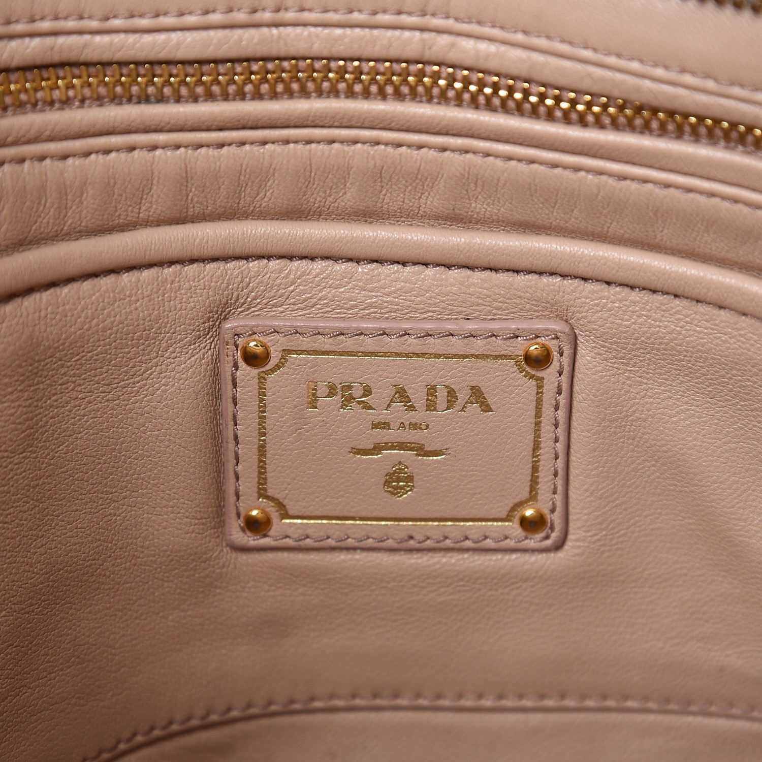 PRADA Nappa Gaufre Ruched Clutch Pomice 236595 | FASHIONPHILE