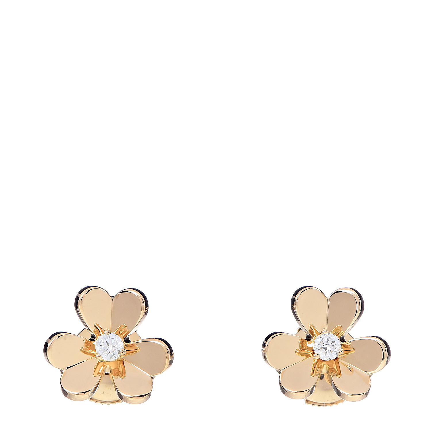 VAN CLEEF & ARPELS 18K Yellow Gold Diamond Mini Frivole Earrings 496218