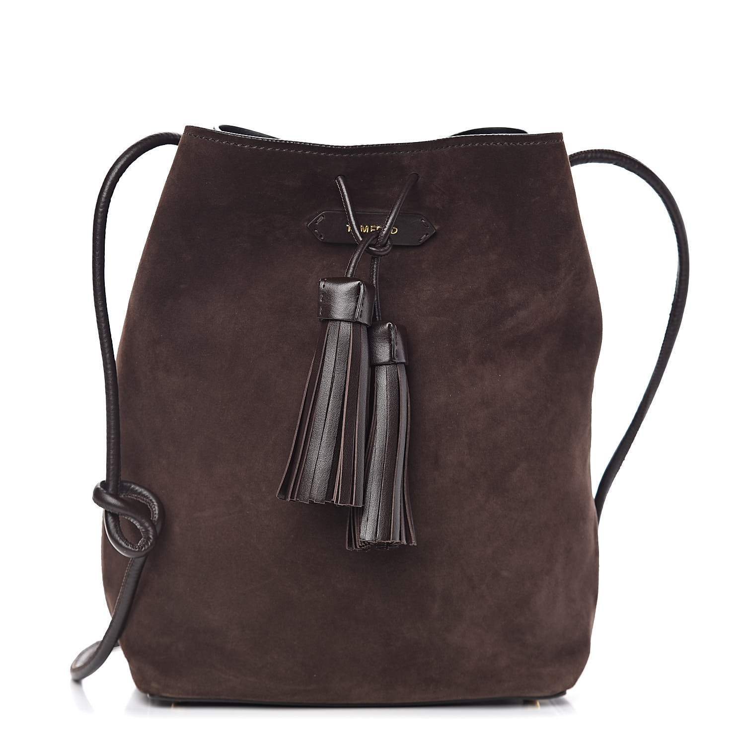 dark brown bucket bag