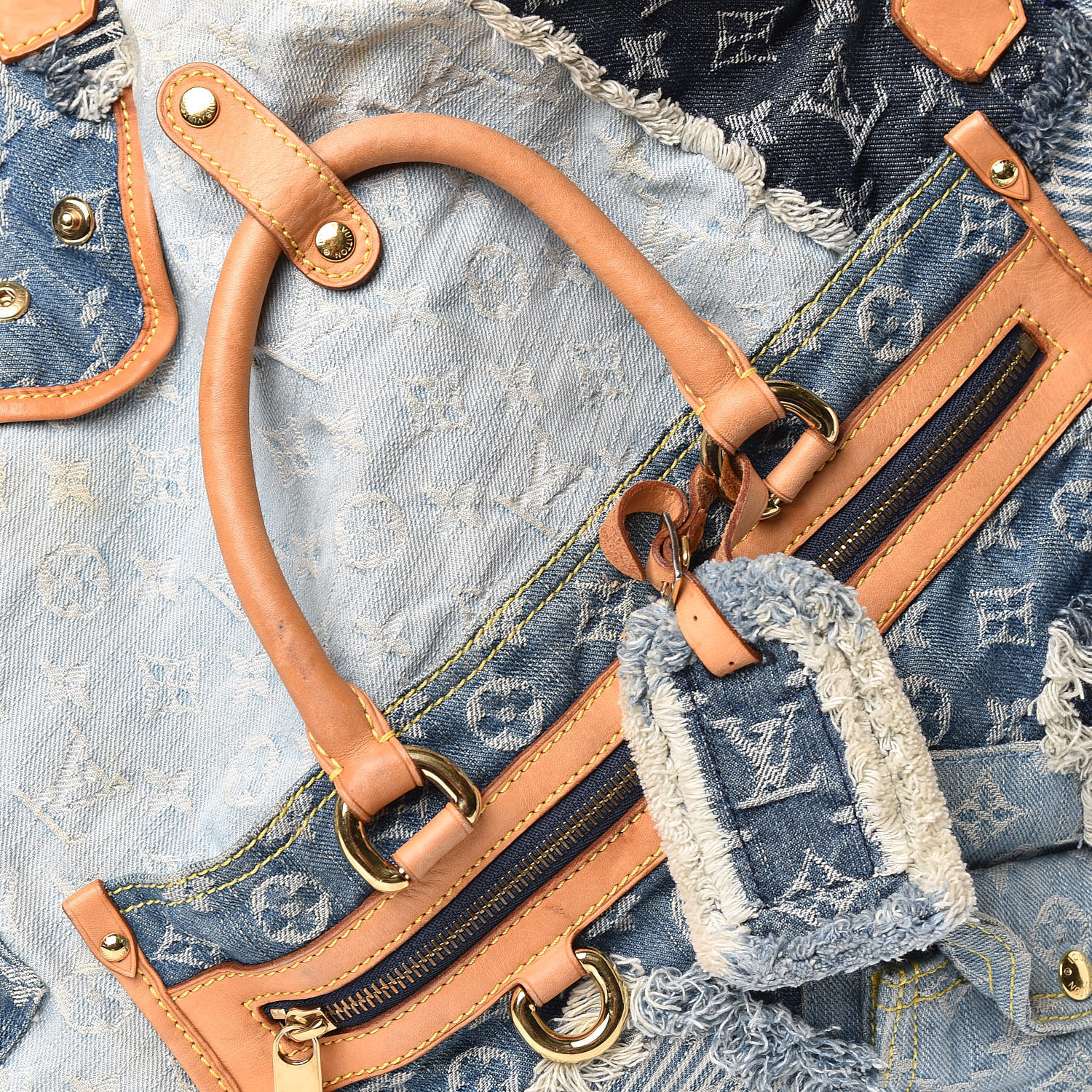 Louis Vuitton Denim Patchwork Cabby Tote Blueprint 