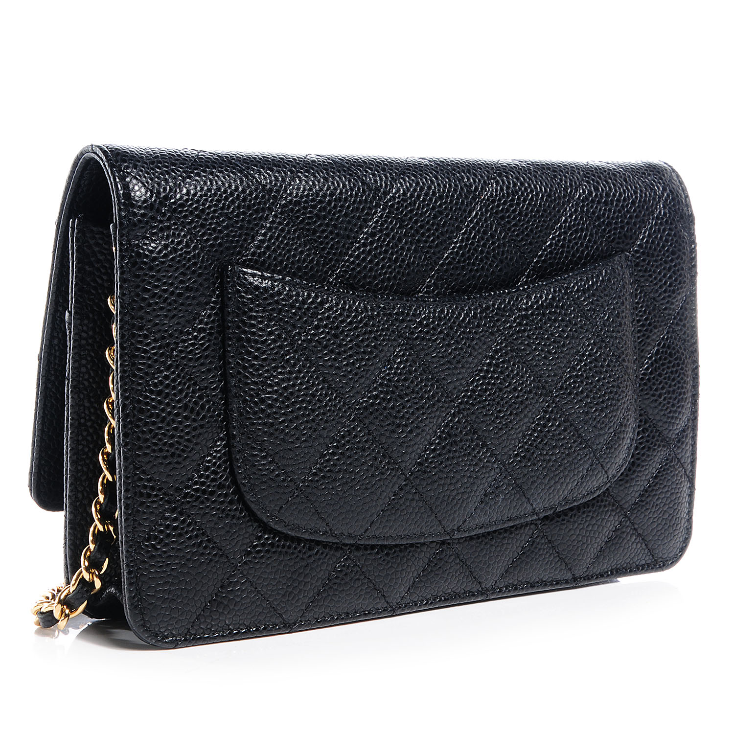 CHANEL Caviar Quilted Wallet on Chain WOC Black 64519
