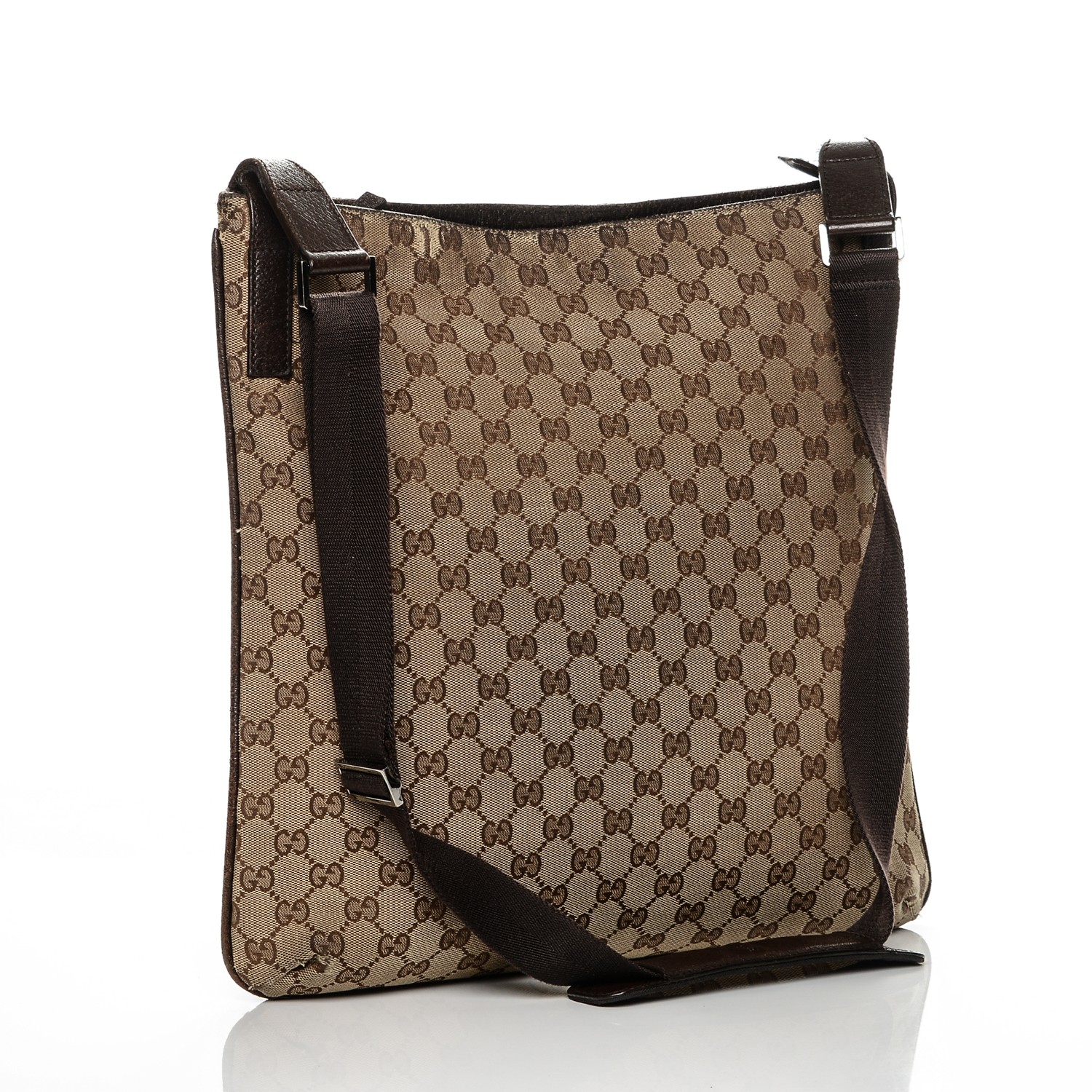 GUCCI Monogram Large Messenger Bag Dark Brown 186419