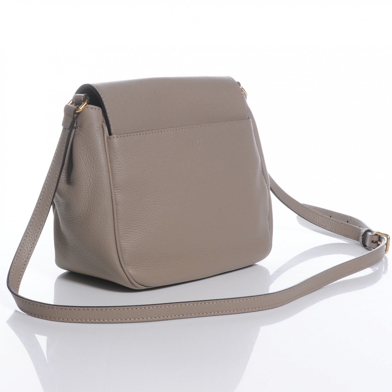 FENDI Leather Crossbody Bag Taupe 46212