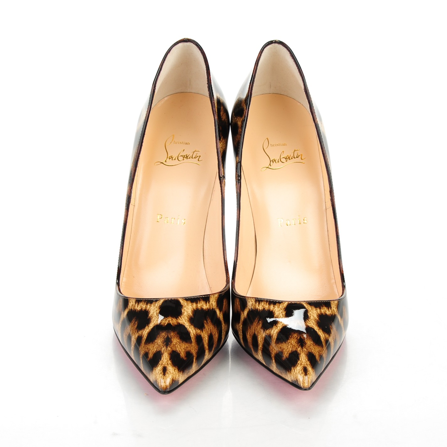 CHRISTIAN LOUBOUTIN Patent Leopardino So Kate 120 Pumps 39 Brown 157310