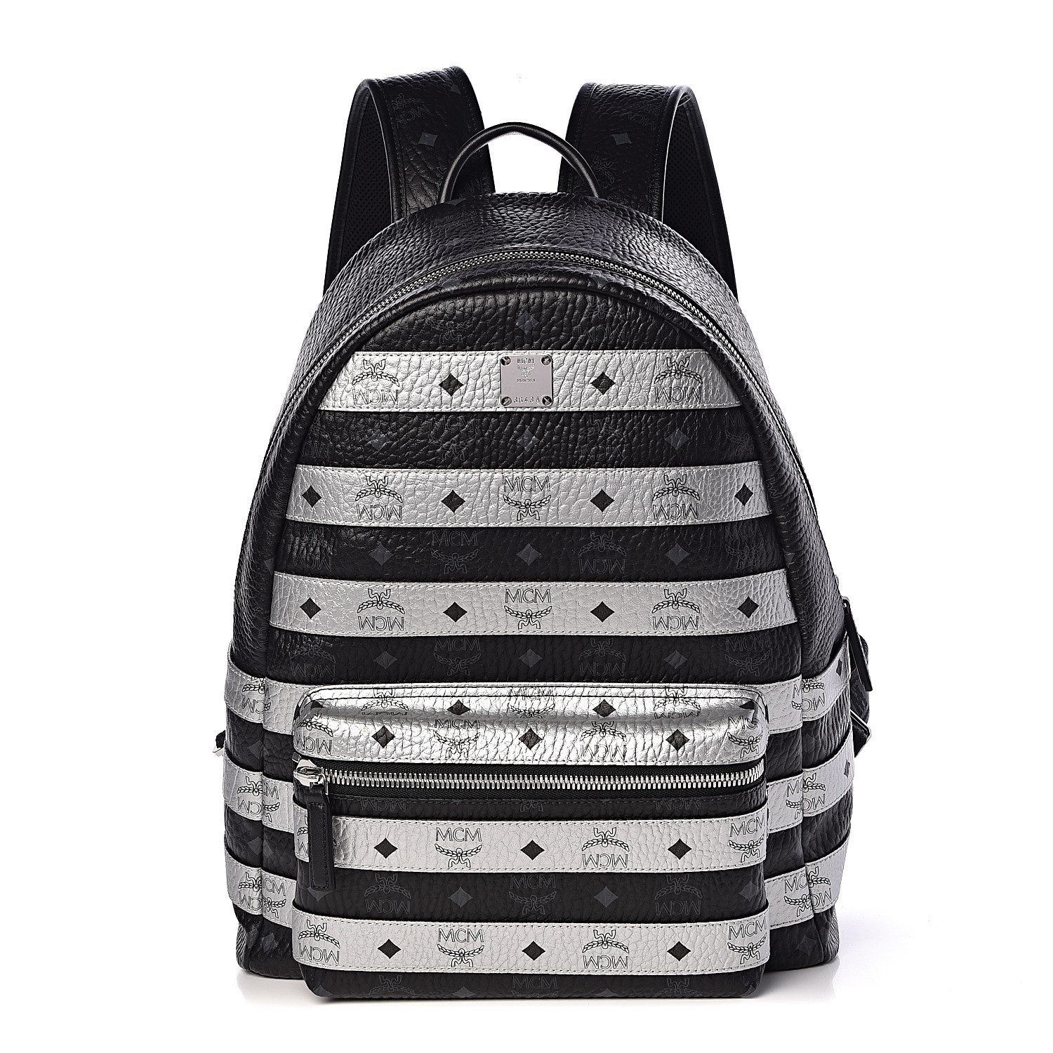 mcm backpack silver and black