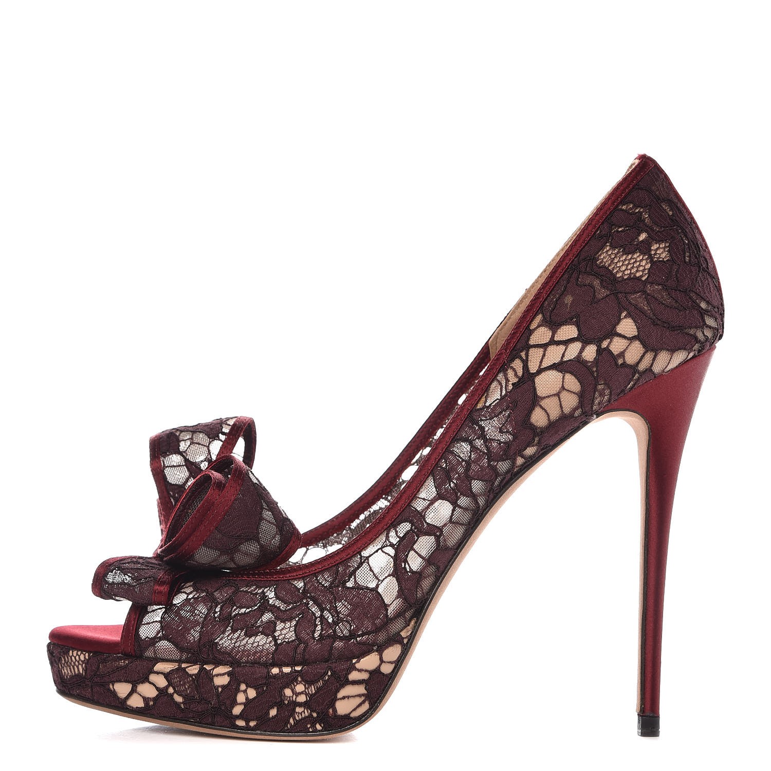 burgundy lace heels