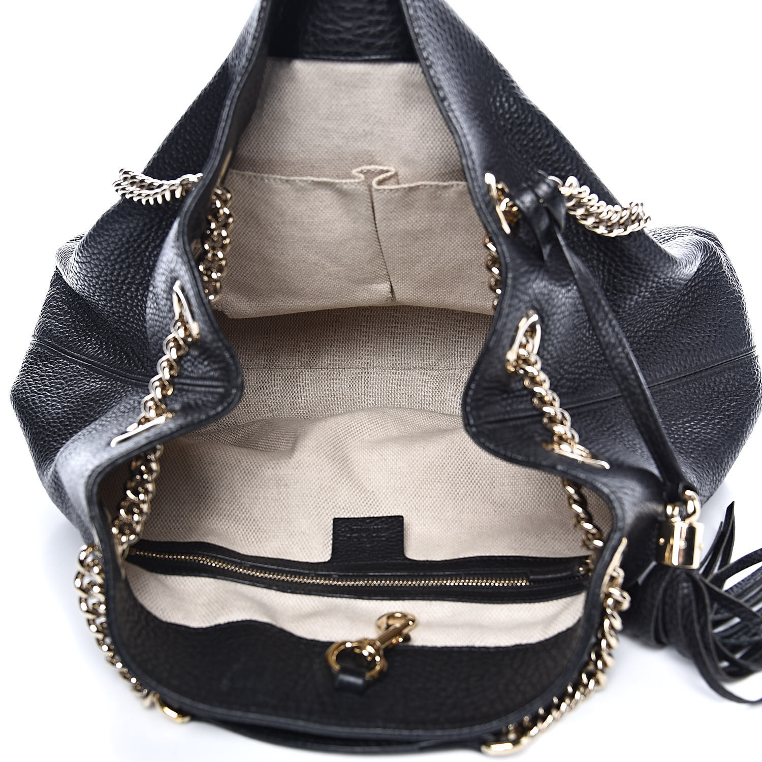 gucci pebbled calfskin medium soho chain shoulder bag black