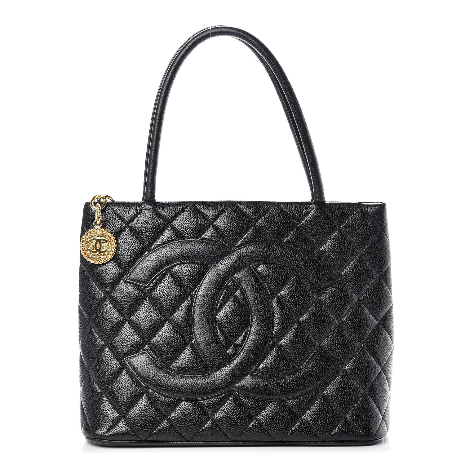 chanel caviar quilted medallion tote black