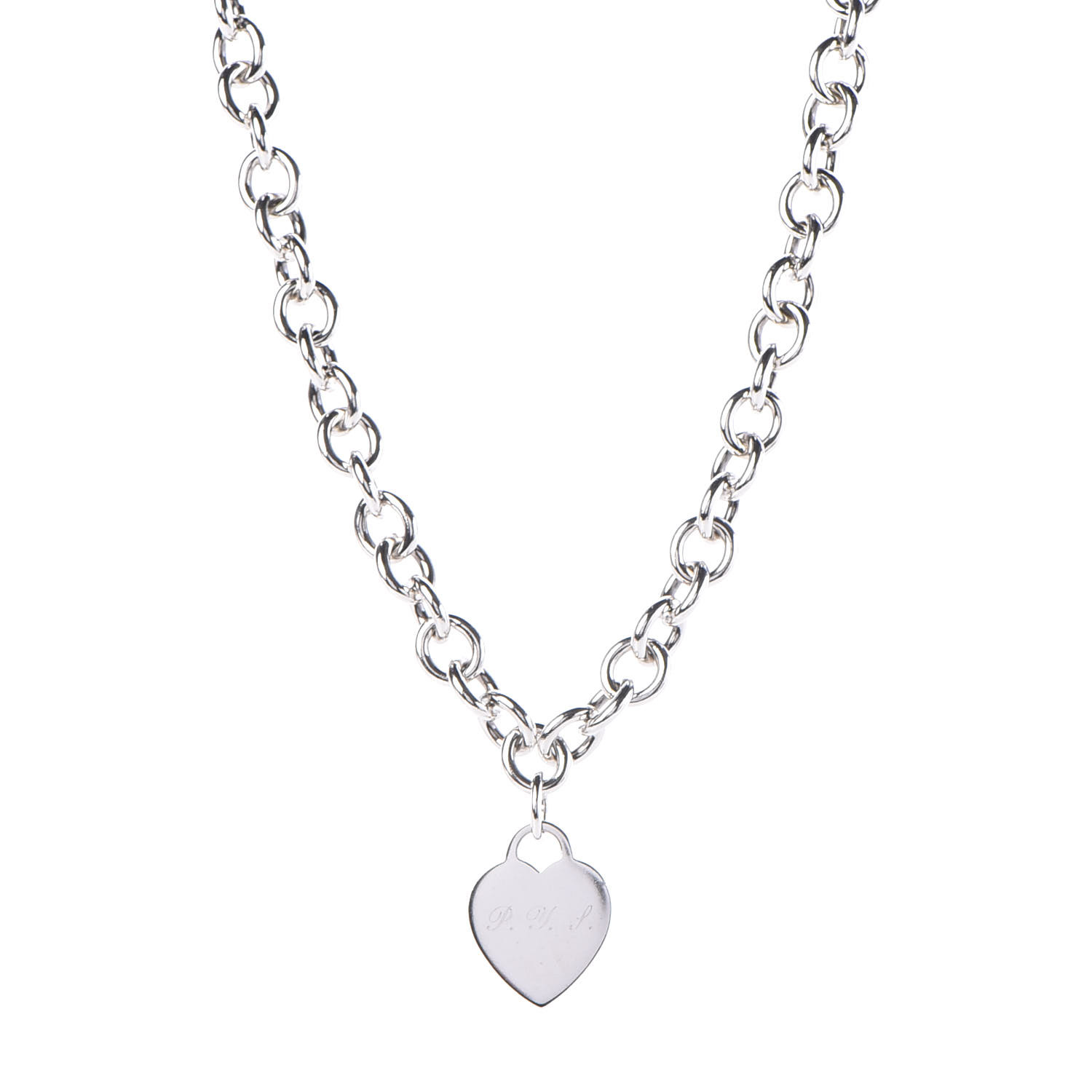 TIFFANY Sterling Silver Heart Tag Necklace 375627