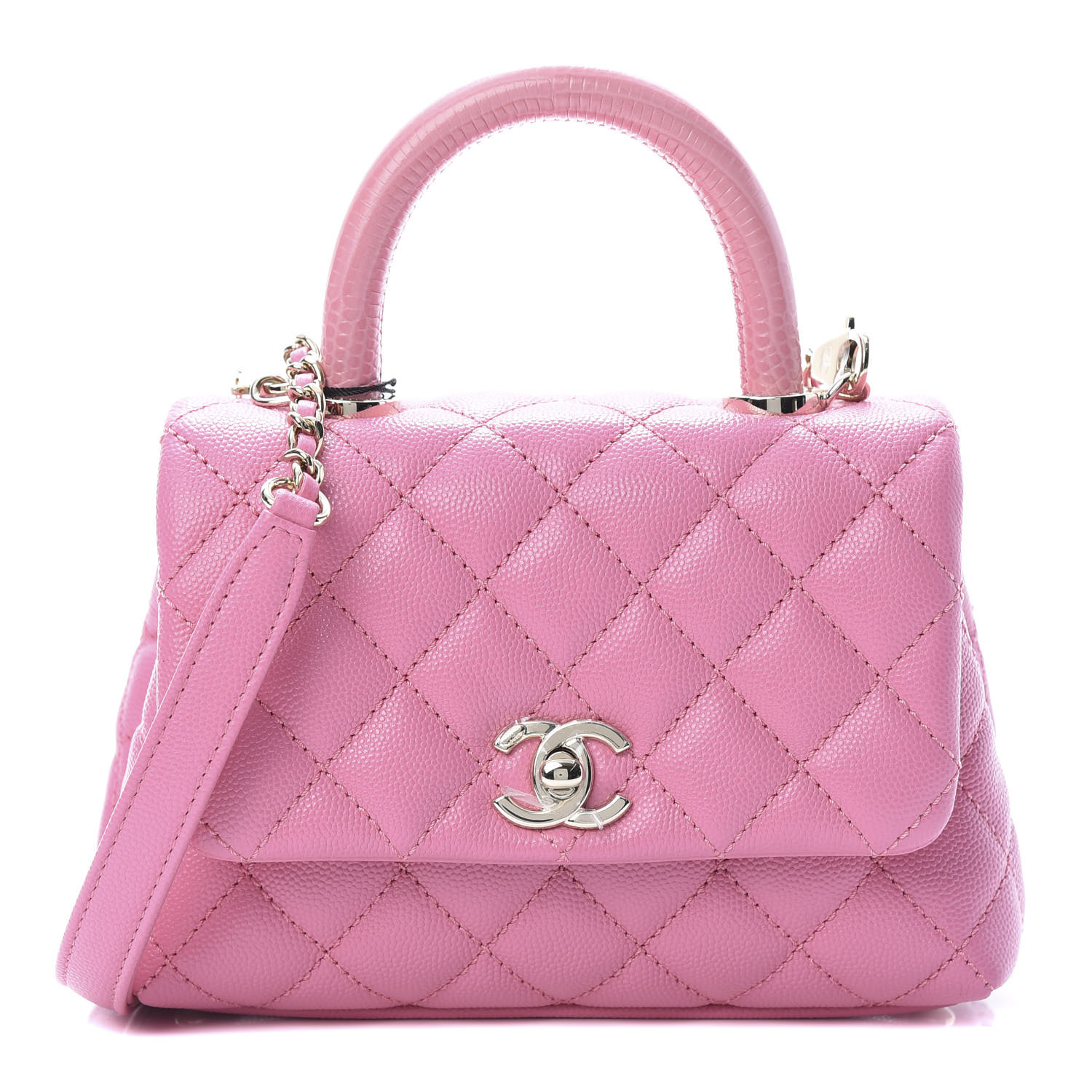 Chanel Caviar Quilted Extra Mini Coco Handle Flap Pink Fashionphile