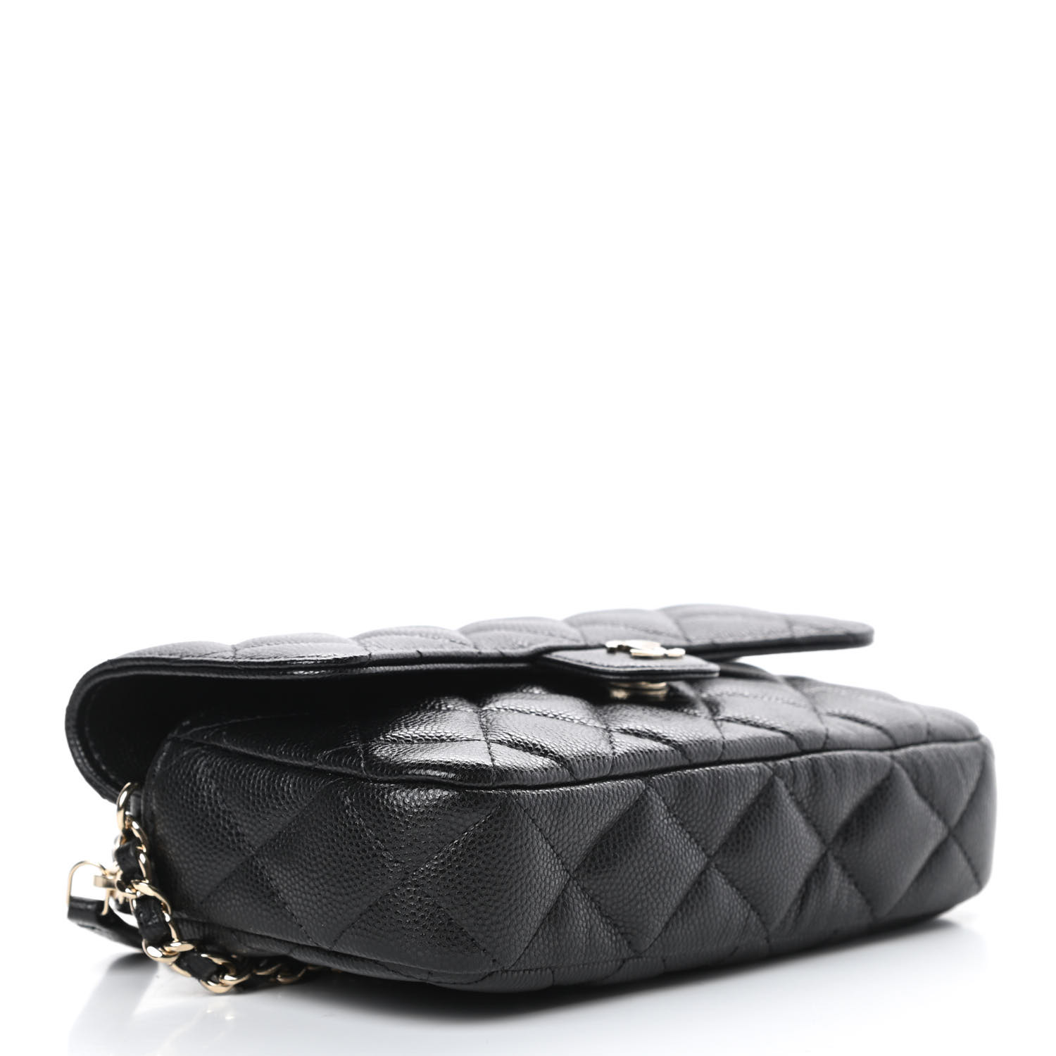 CHANEL Caviar Quilted Flap Phone Holder With Chain Black 737562 ...