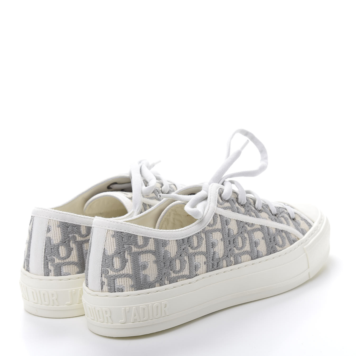 CHRISTIAN DIOR Canvas Oblique Walk'N'Dior Low Top Sneakers 38.5 Grey