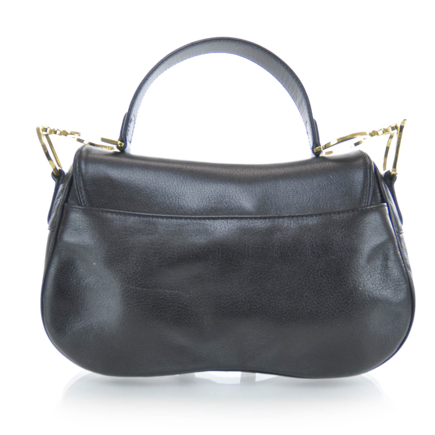 CHRISTIAN DIOR Leather Double Saddle Bag Black 31575