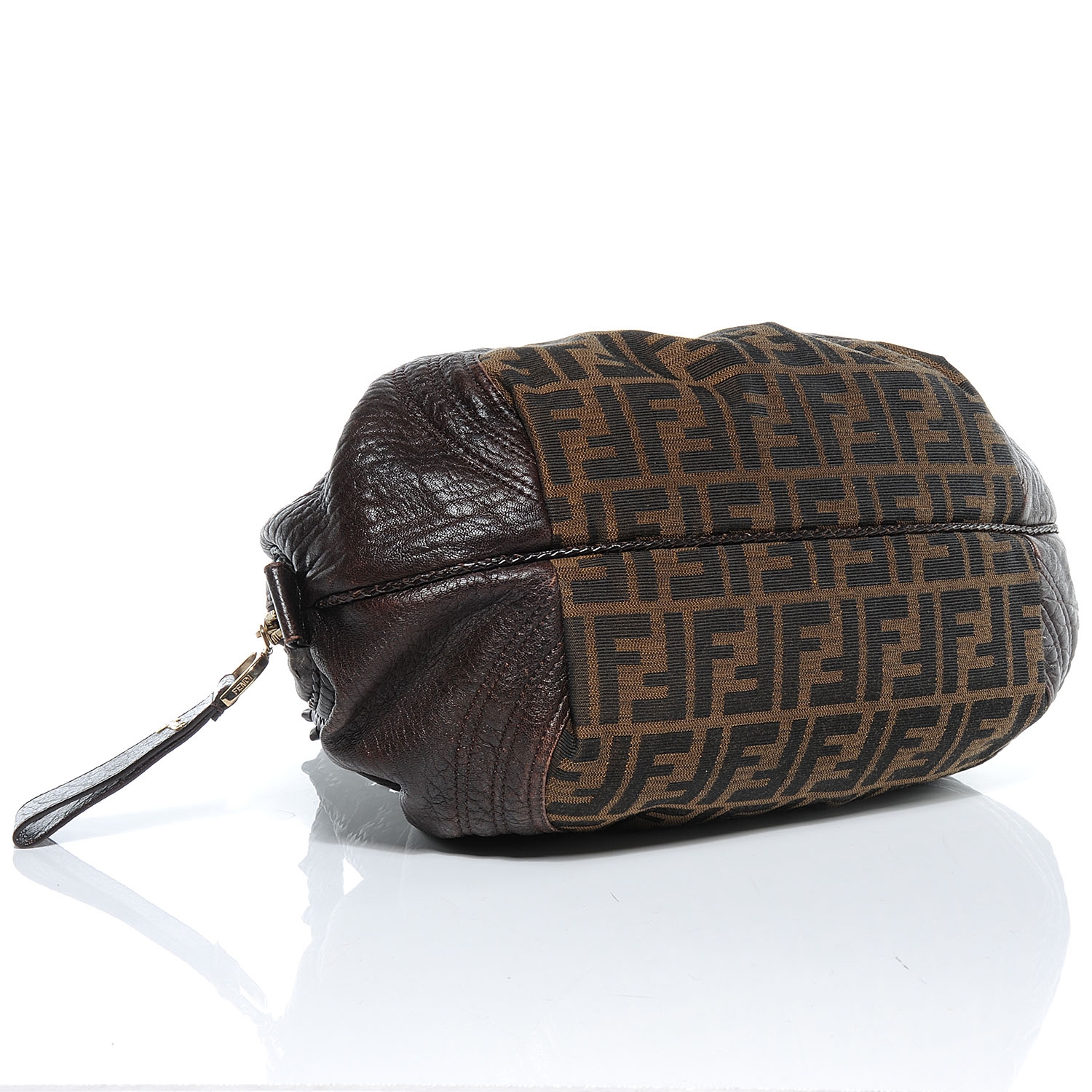 FENDI Zucca Nappa Leather Bauletto Baby Spy Brown 53411