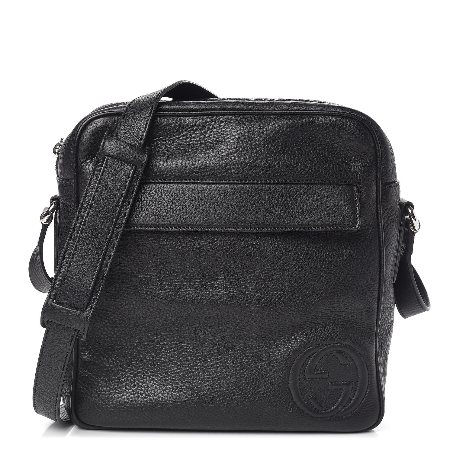 black calfskin messenger bag