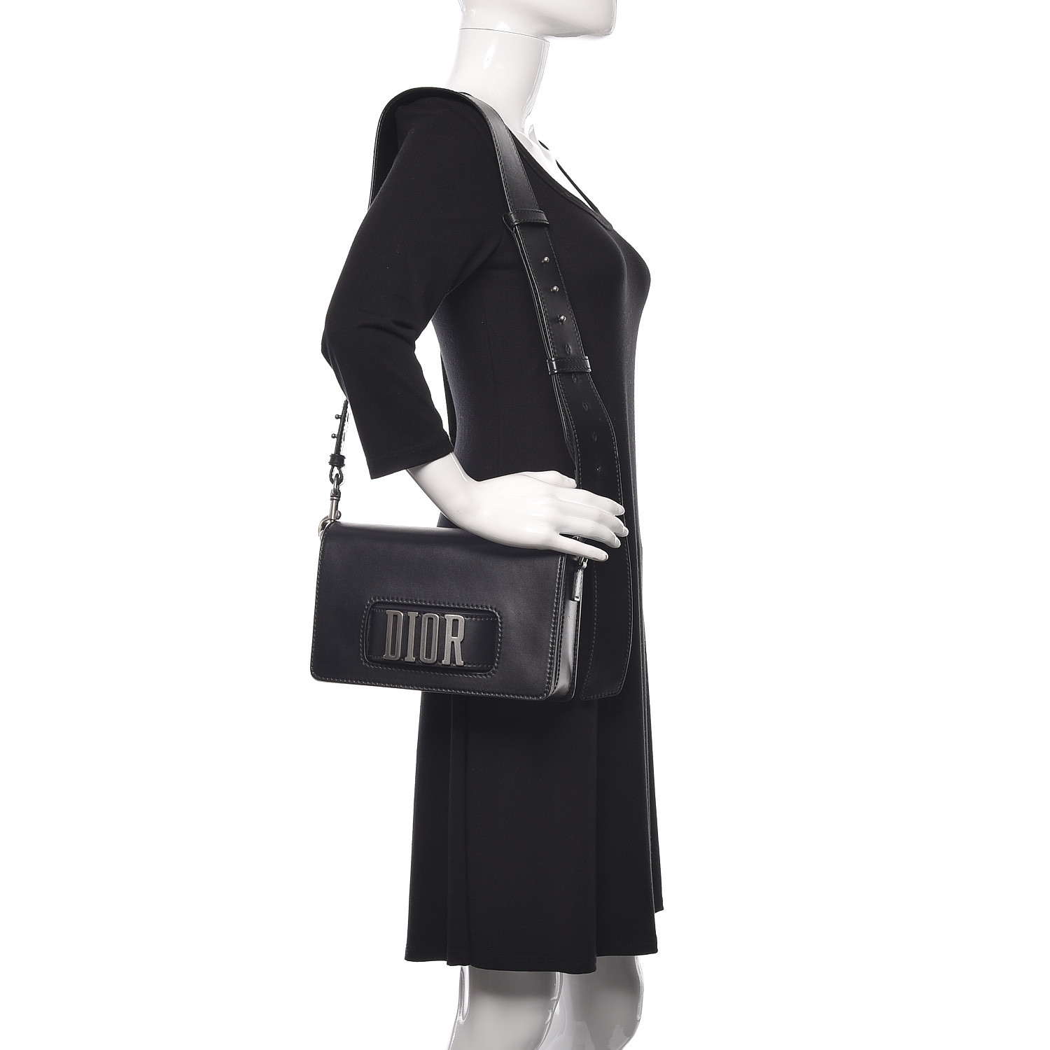 CHRISTIAN DIOR Smooth Calfskin Dio(r)evolution Flap Bag Black 451574 ...