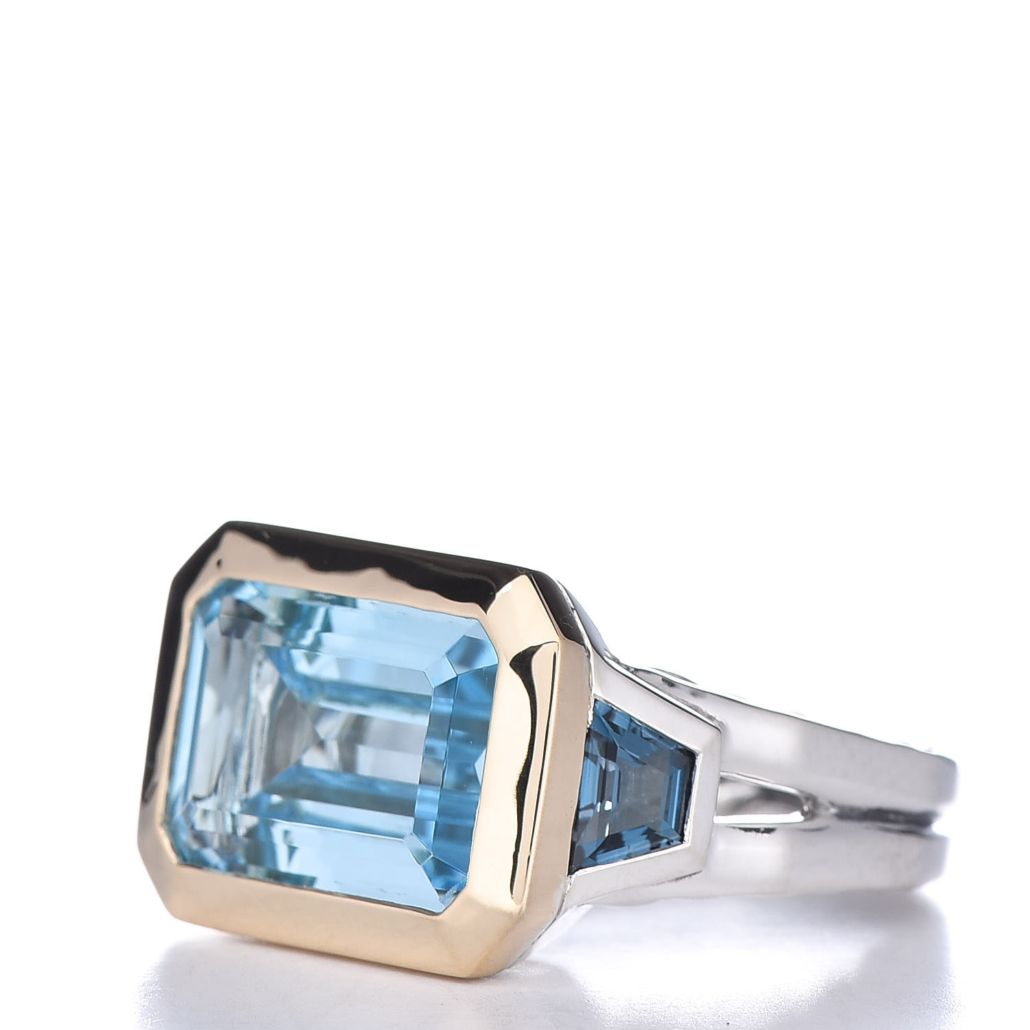 DAVID YURMAN Sterling Silver 18K Yellow Gold Blue Topaz Hampton Blue ...