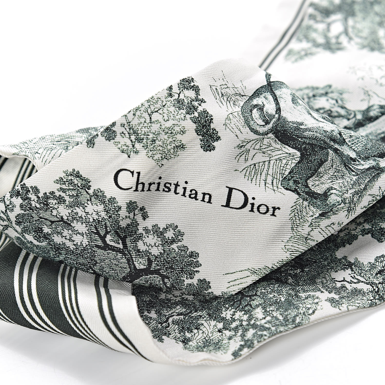 Christian Dior Silk Toile De Jouy Mitzah Scarf Green Fashionphile