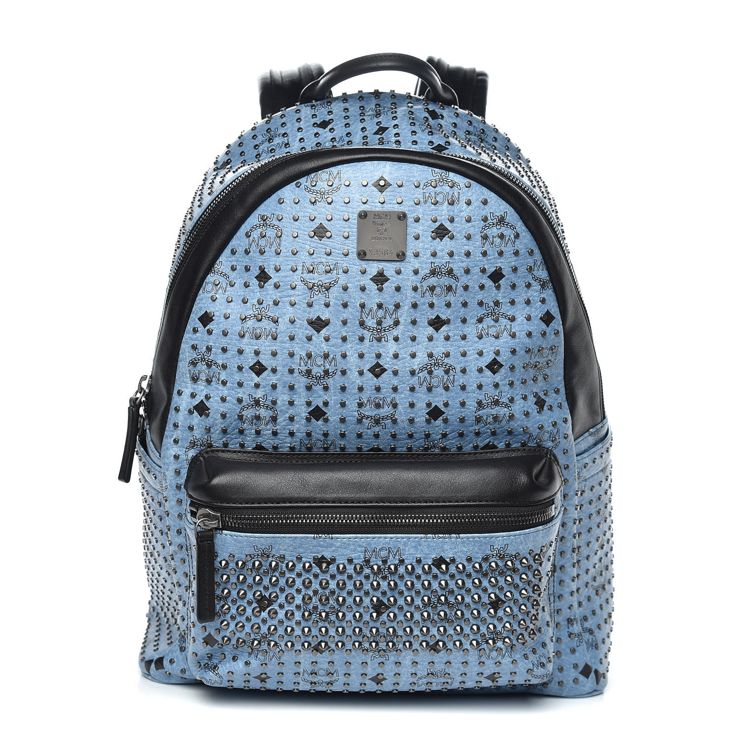 black and blue mcm bag