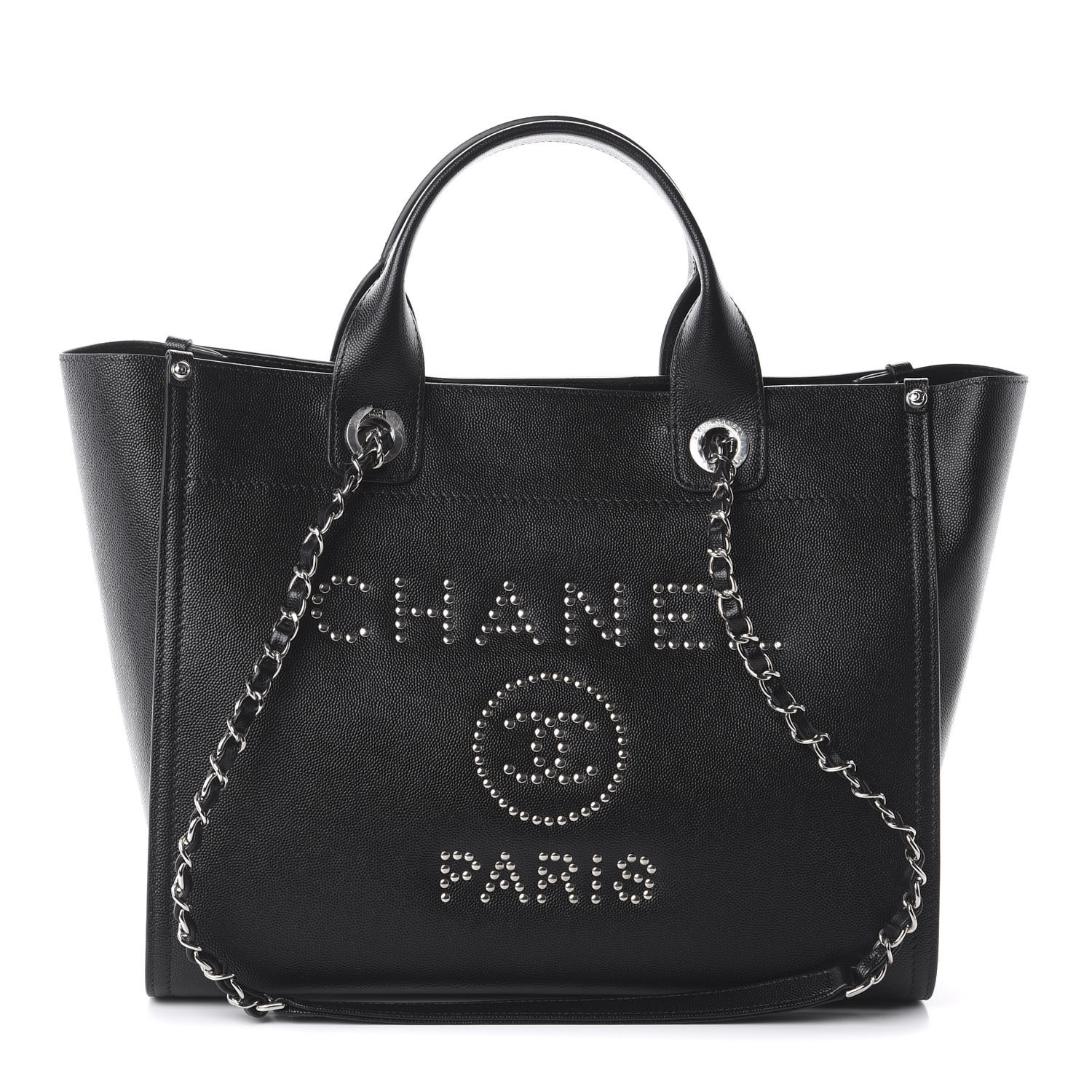 chanel caviar small studded deauville tote