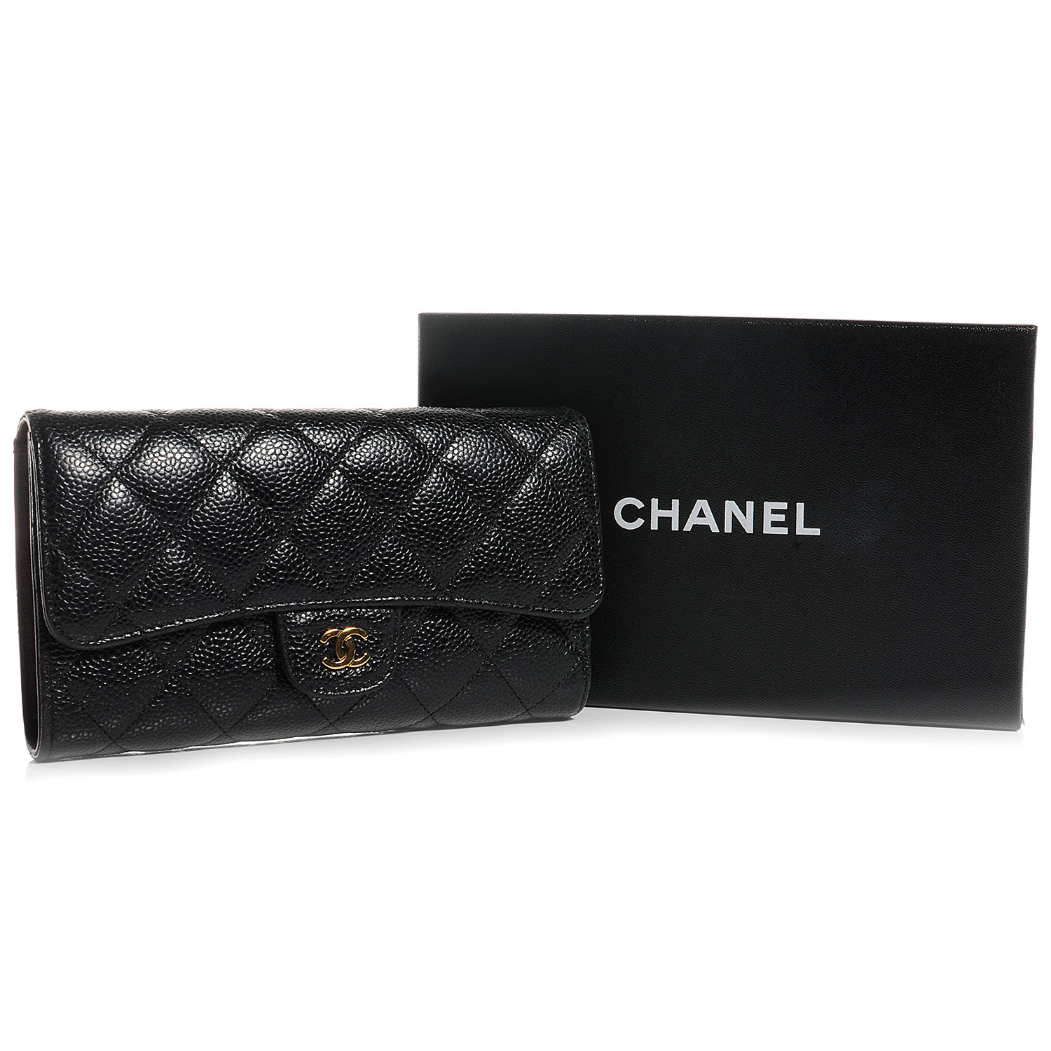 chanel flap wallet caviar