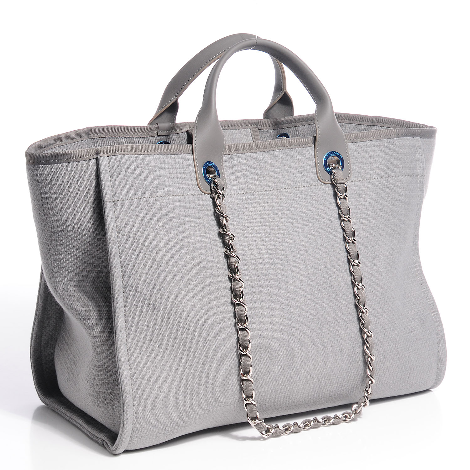 CHANEL Canvas Deauville Large Tote Grey 85485