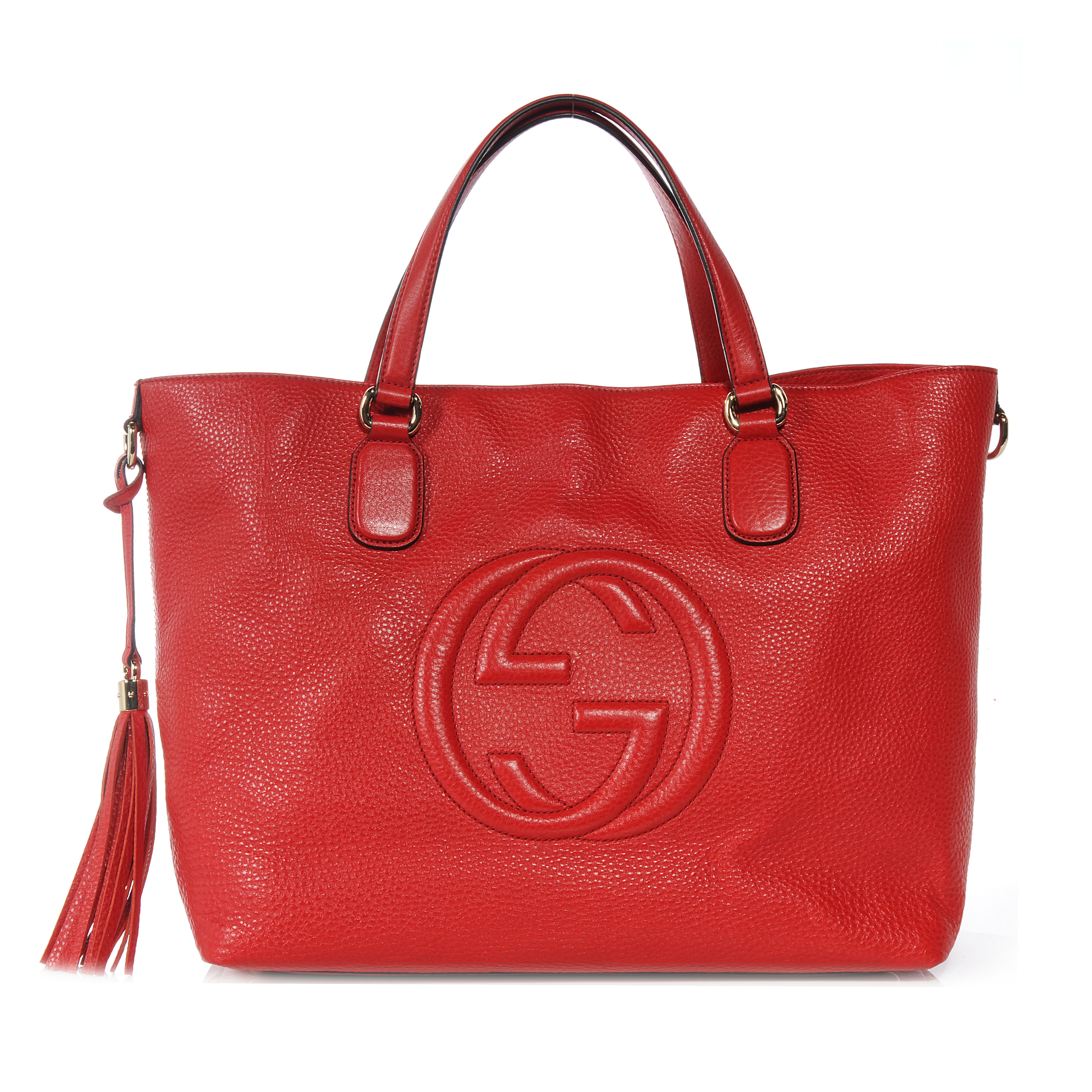 GUCCI Leather Medium Soho Tote Red 55685