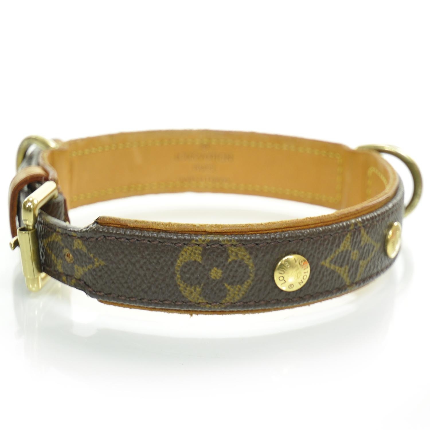 LOUIS VUITTON Monogram Baxter Dog Collar 23473 | FASHIONPHILE