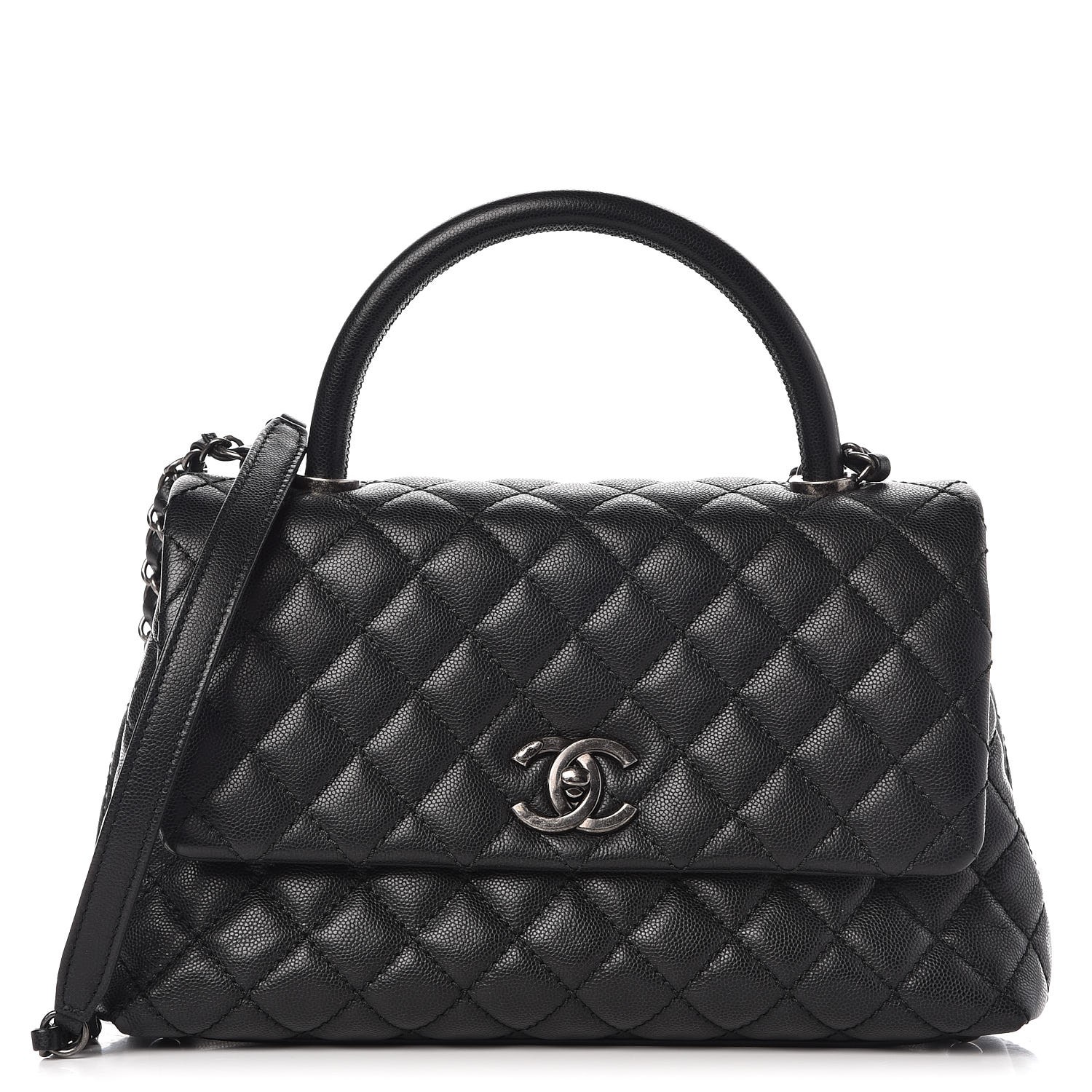 CHANEL Caviar Quilted Small Coco Handle Flap Black 296801