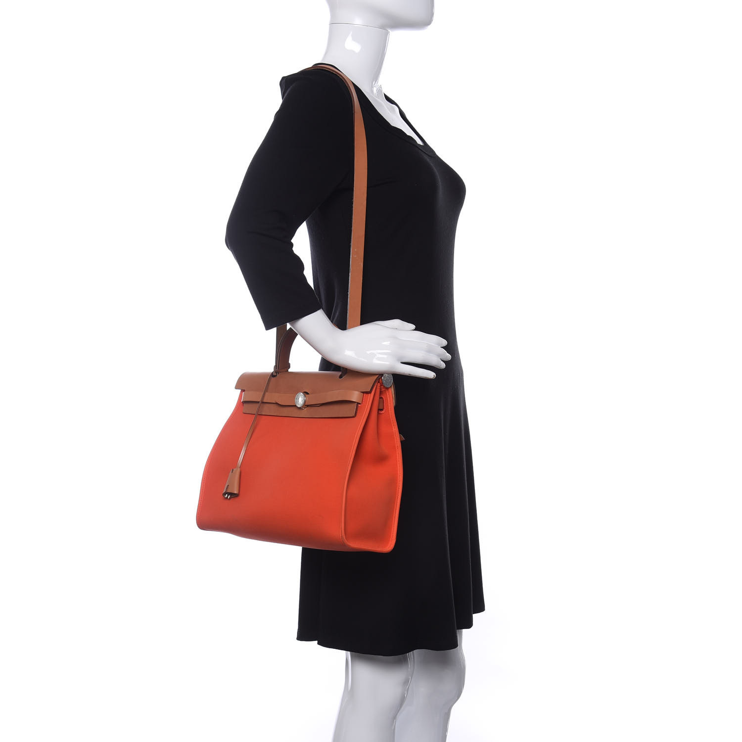 Hermes Vache Hunter Toile Herbag Zip 31 Pm Capucine Fauve Fashionphile