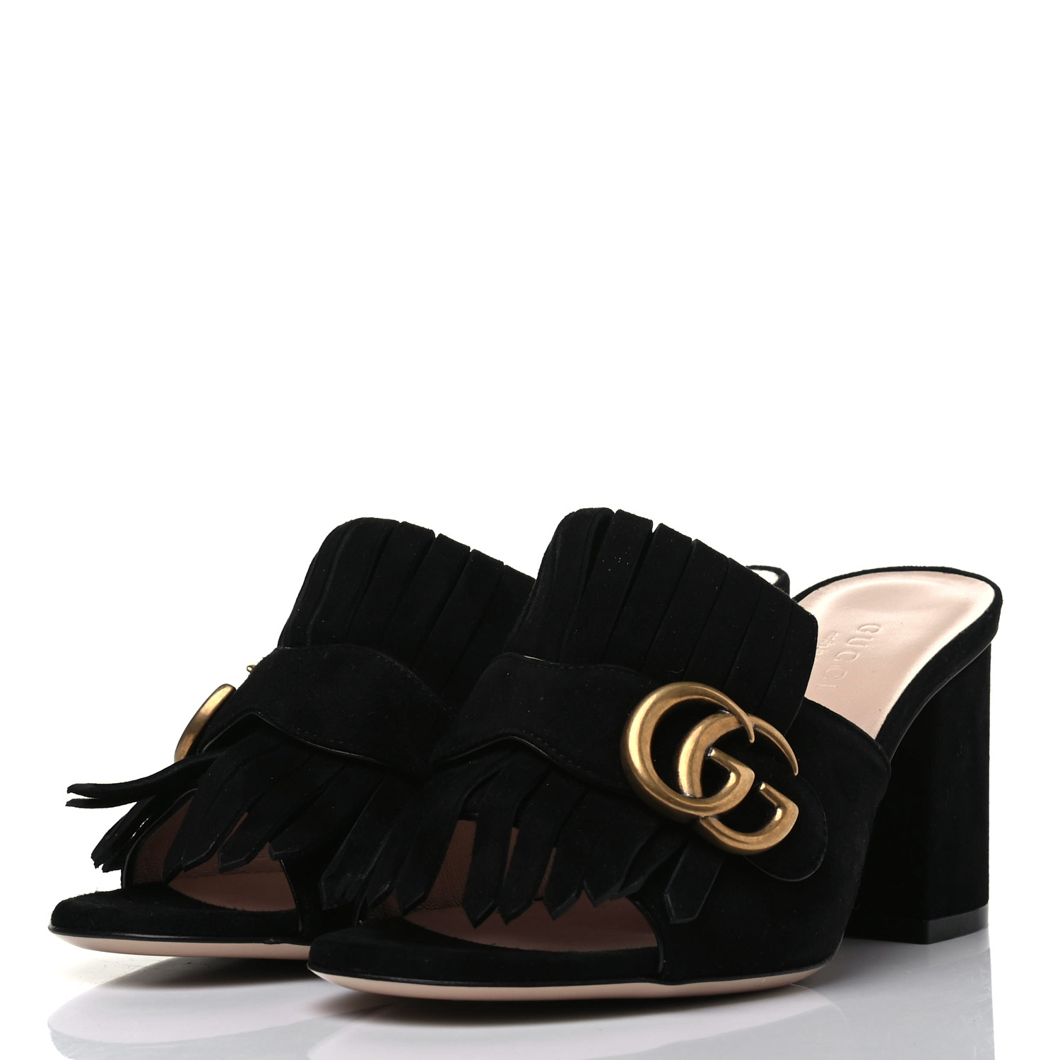 gucci black suede isle heeled sandals