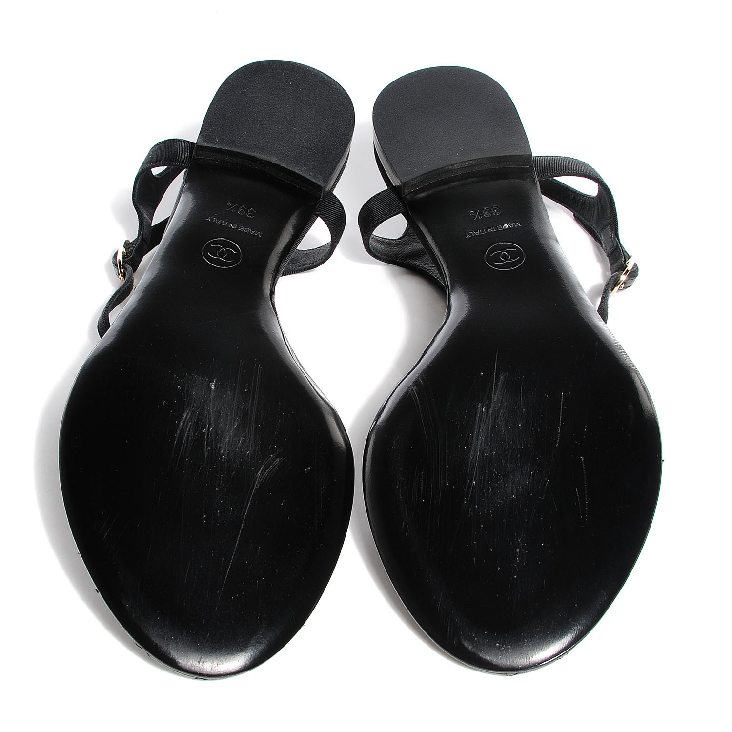 chanel black thong sandals cc logo