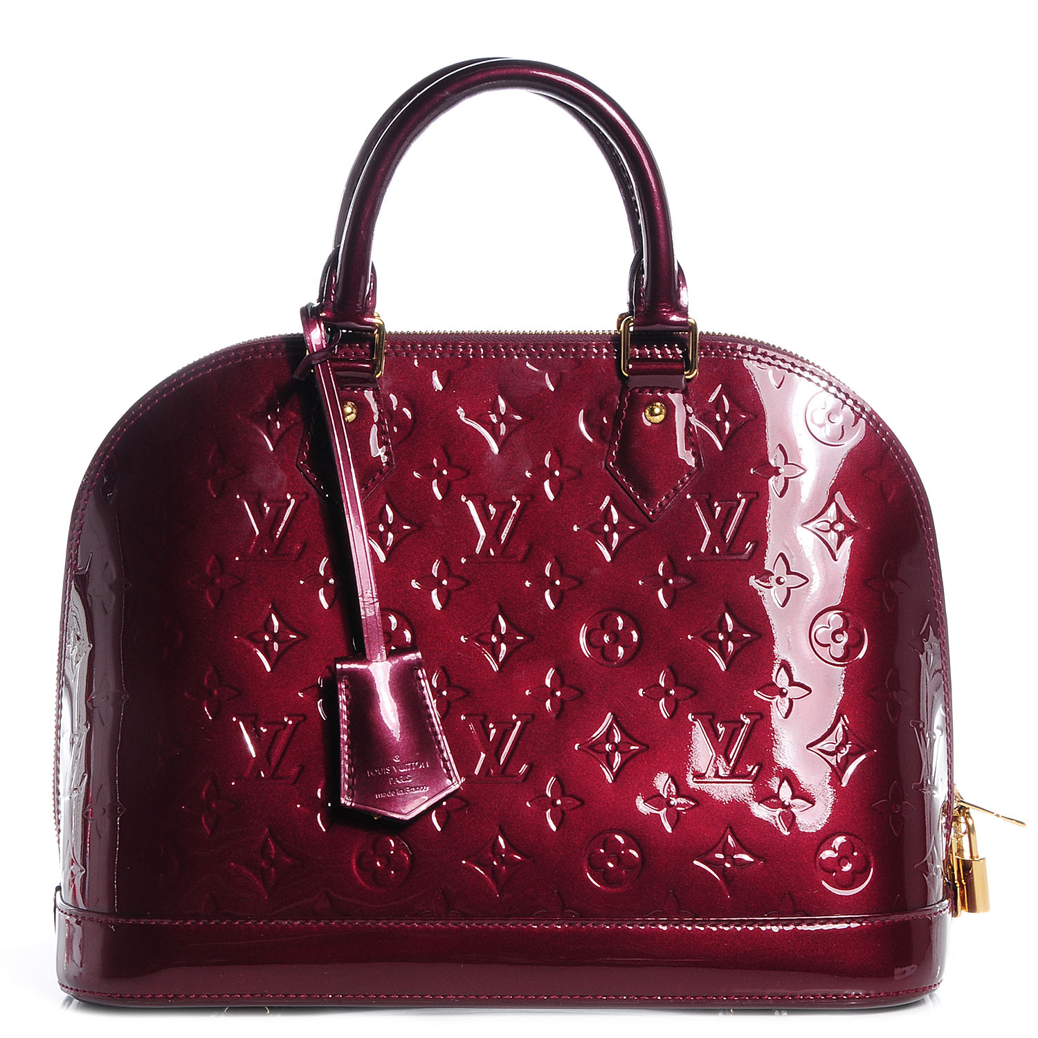 louis vuitton red vernis alma bag