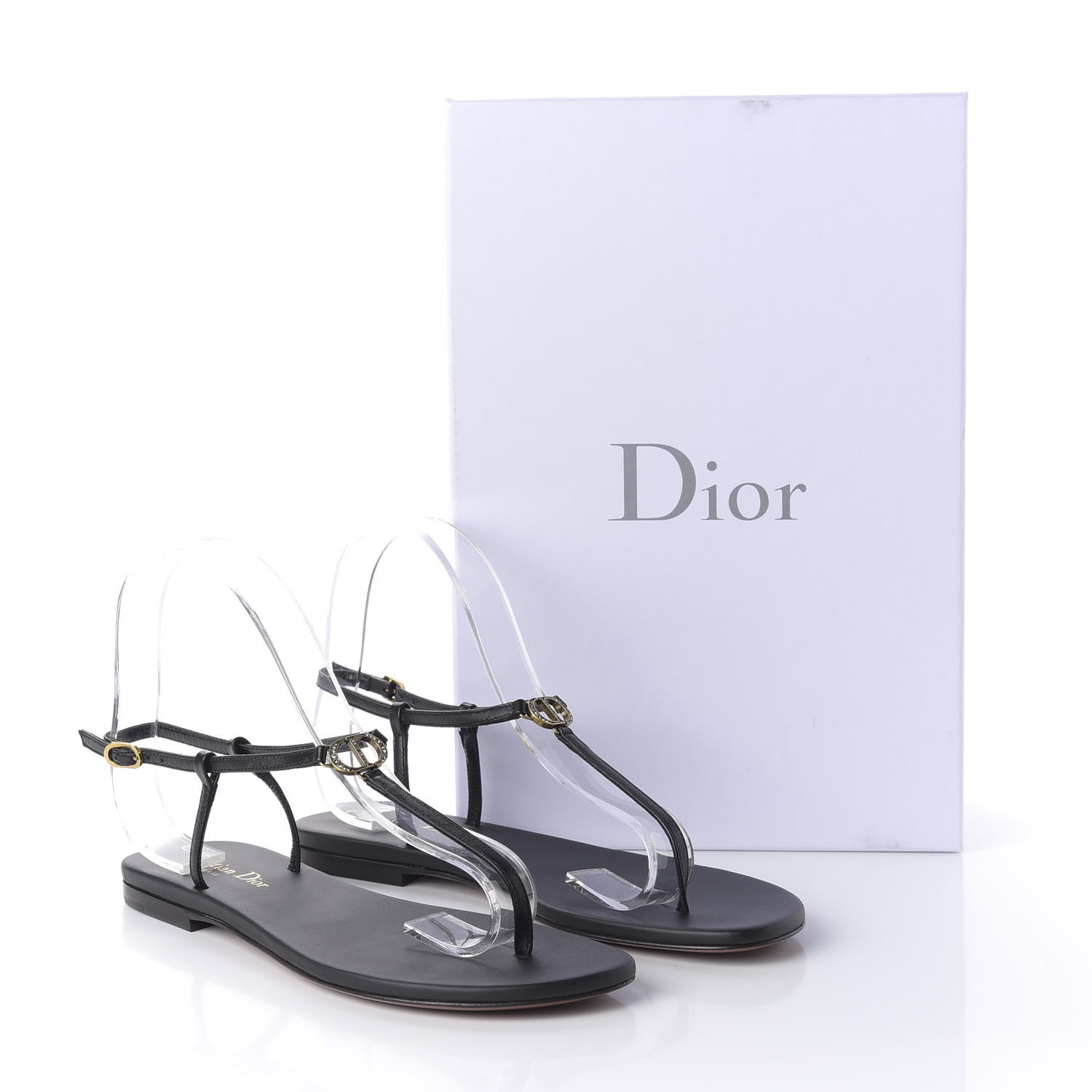 Christian Dior Lambskin Crystal Cd Sandal 38 Black 643504 Fashionphile