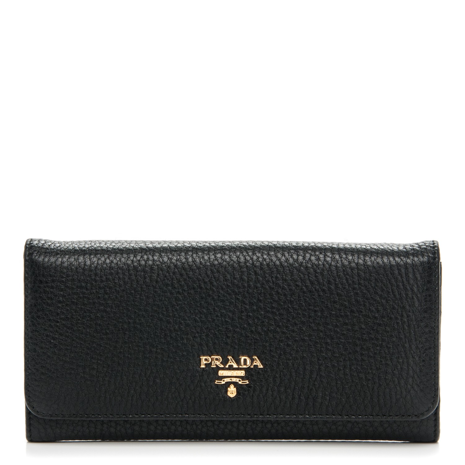 PRADA Vitello Daino Continental Flap Wallet Nero Black 218108