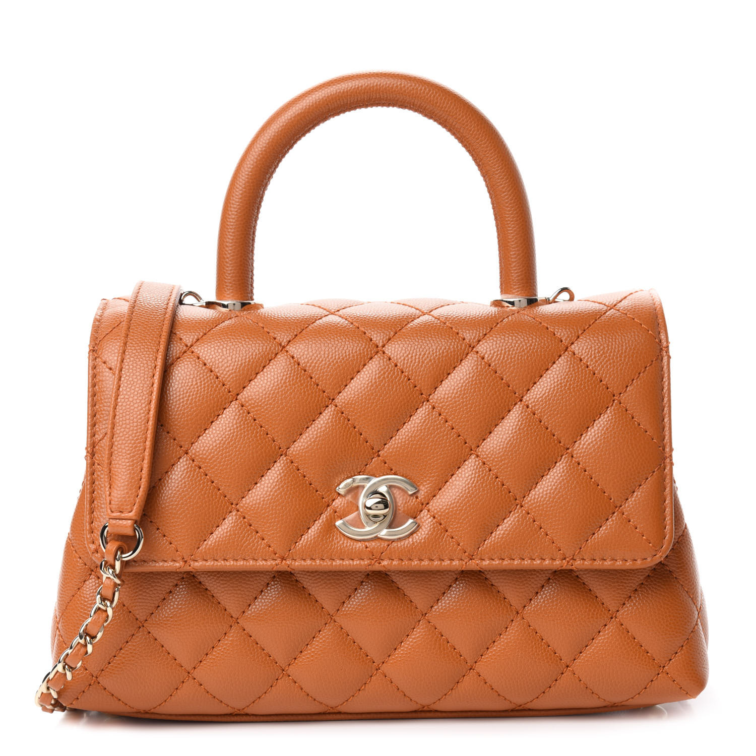 Chanel Caviar Quilted Mini Coco Handle Flap Caramel Fashionphile