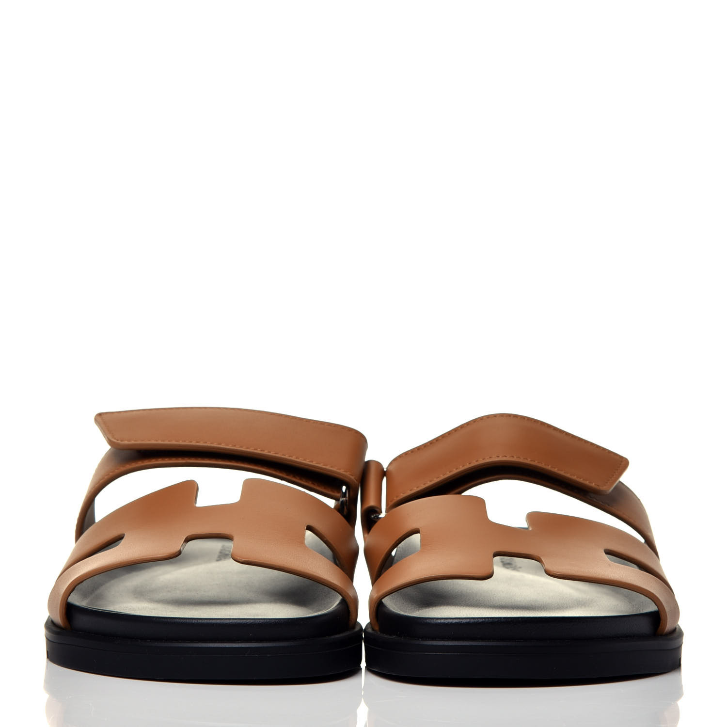 HERMES Calfskin Womens Chypre Sandal 37 Gold 751331 | FASHIONPHILE