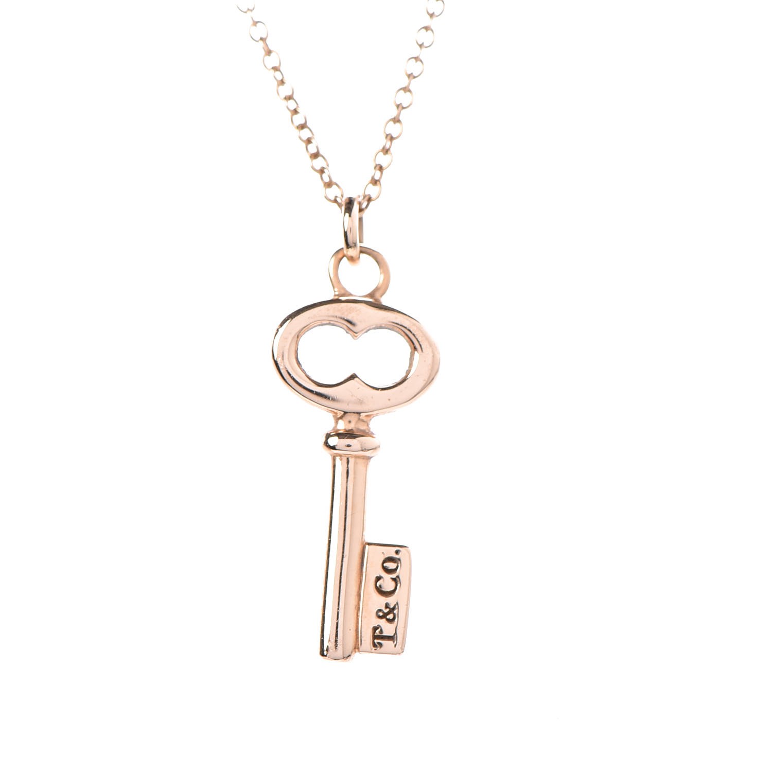 Tiffany 18k Rose Gold Mini Key Pendant Necklace 303150