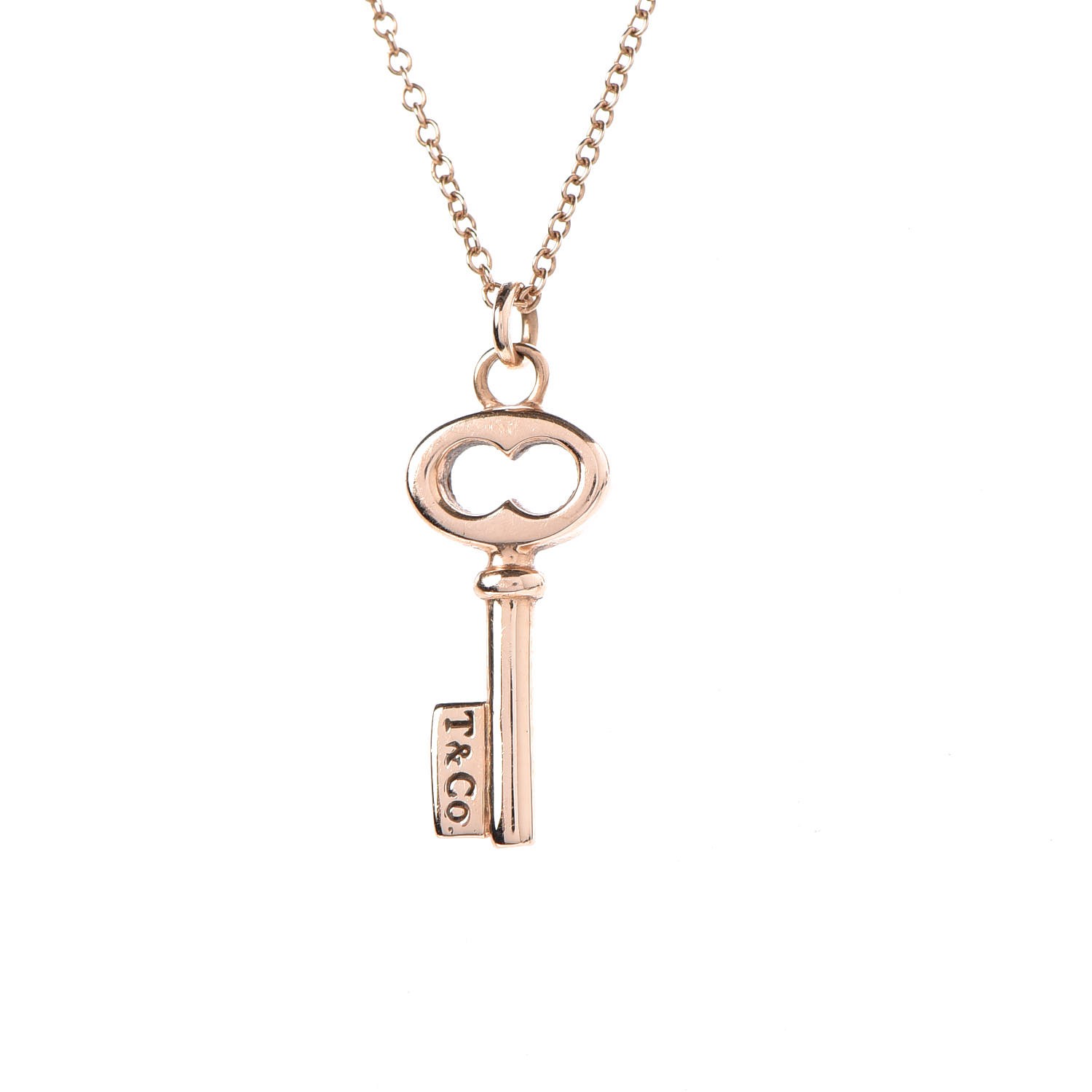 TIFFANY 18K Rose Gold Mini Key Pendant Necklace 303150