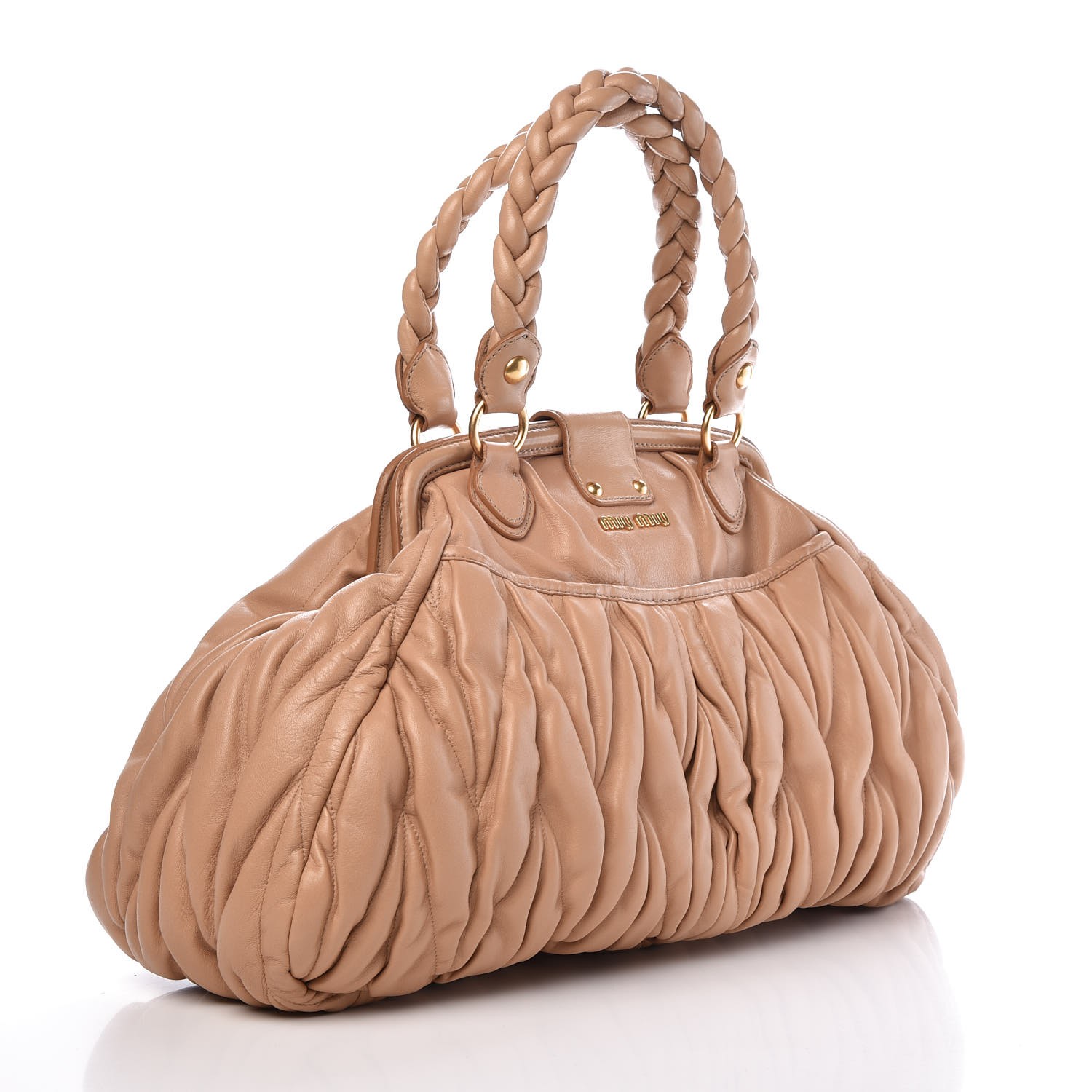 miu coffer matelassé nappa leather handbag