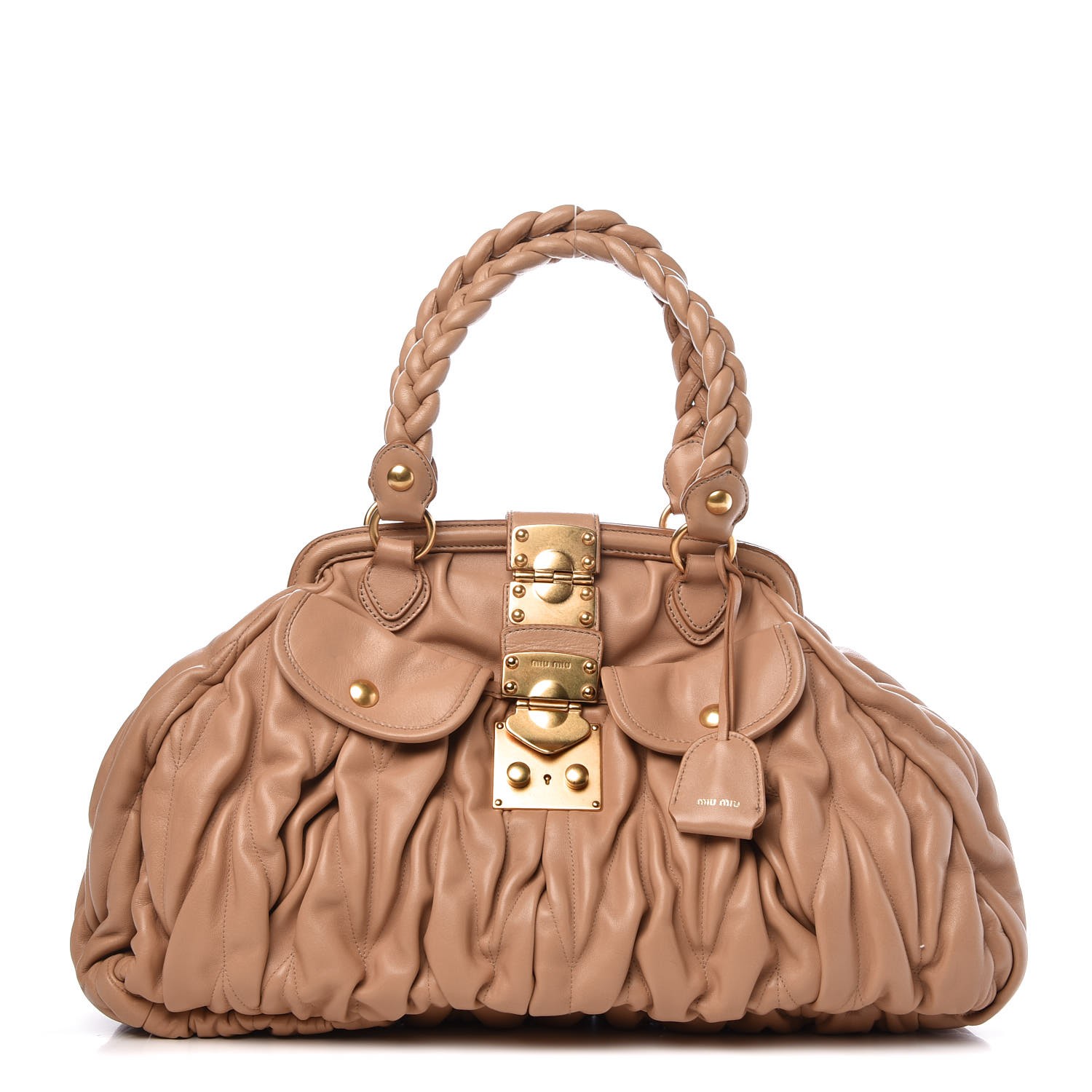 miu coffer matelassé nappa leather handbag