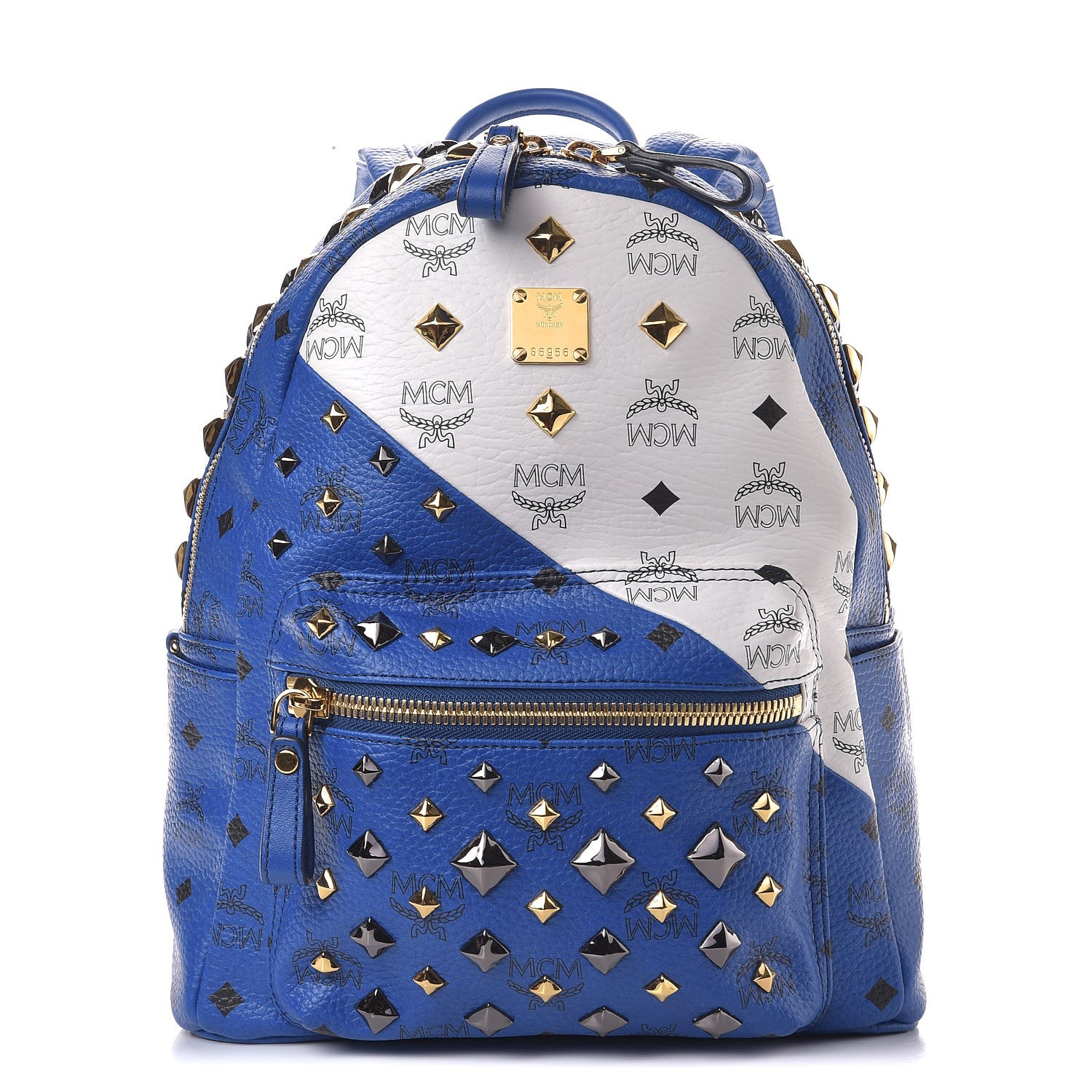 blue mcm backpack