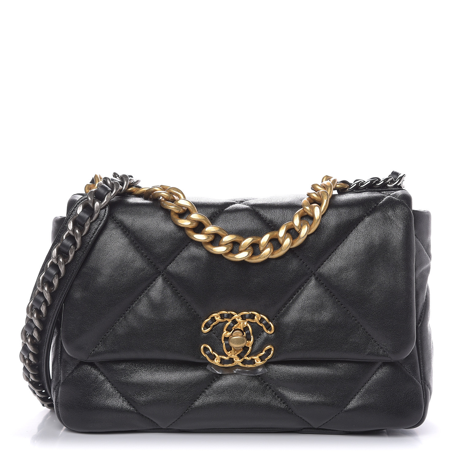 CHANEL Lambskin Quilted Medium Chanel 19 Flap Black 483541